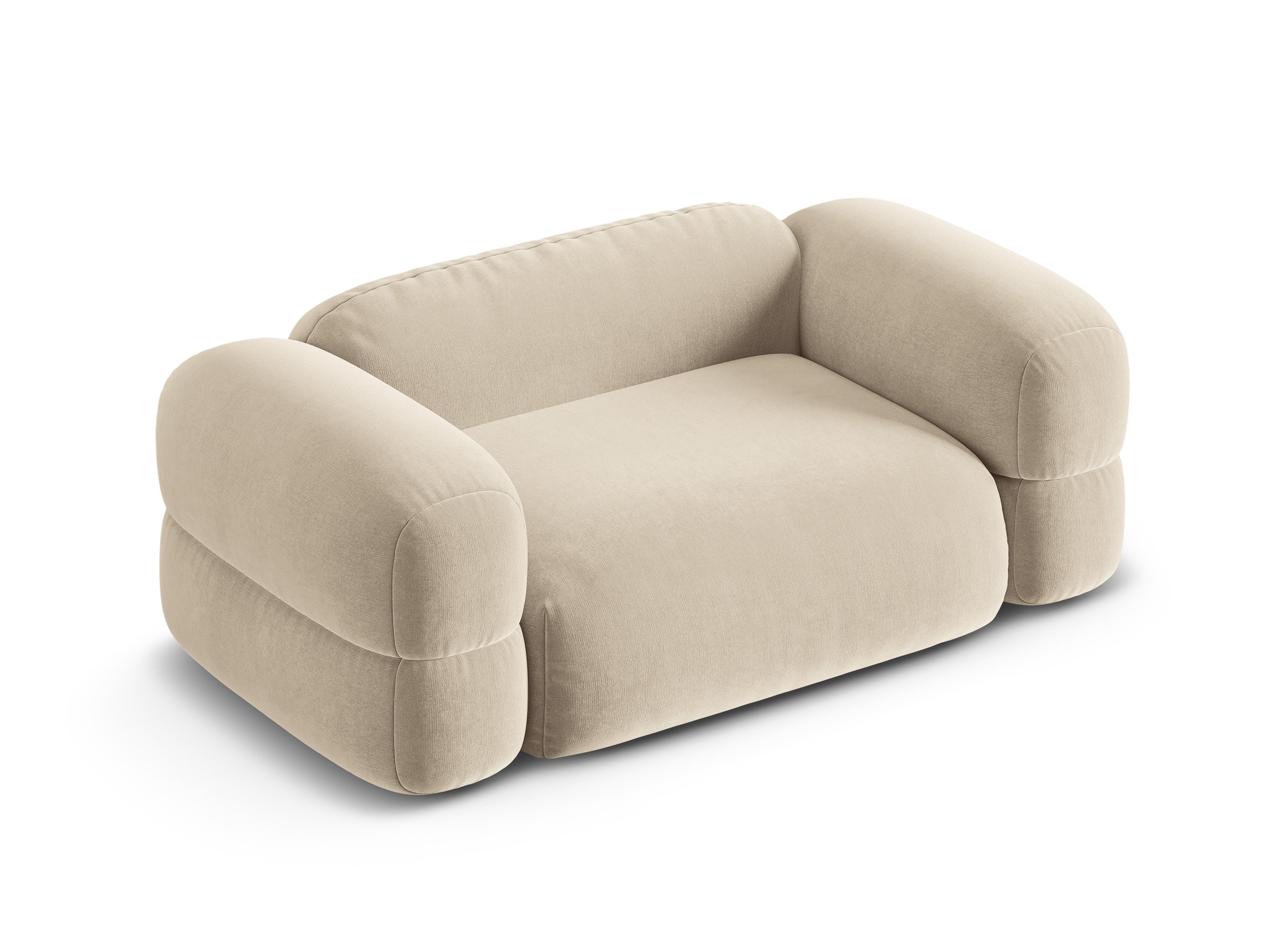 Sofa aksamitna 2-osobowa ROGER jasnobeżowy