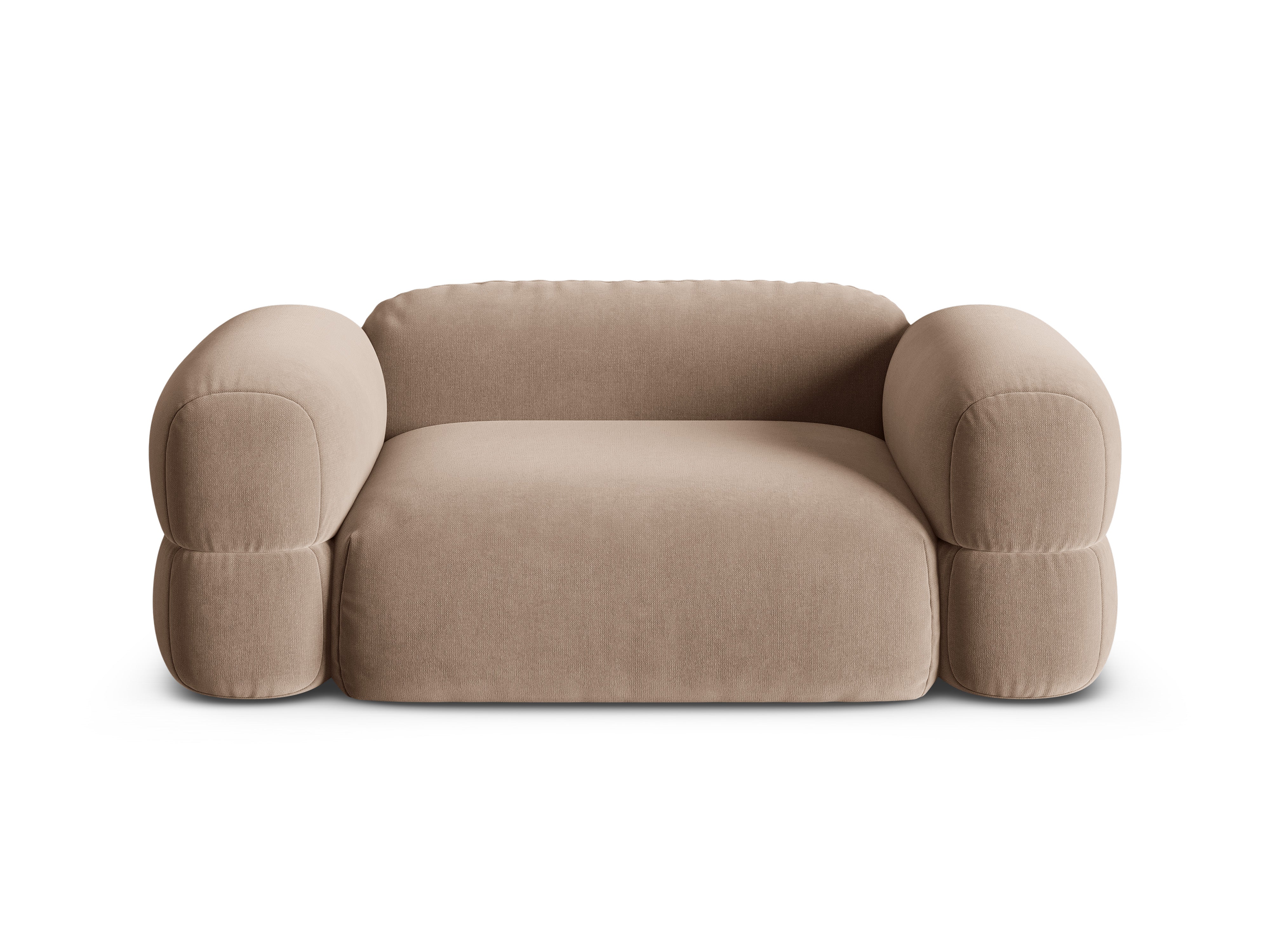 Sofa aksamitna 2-osobowa ROGER ciemnobeżowy