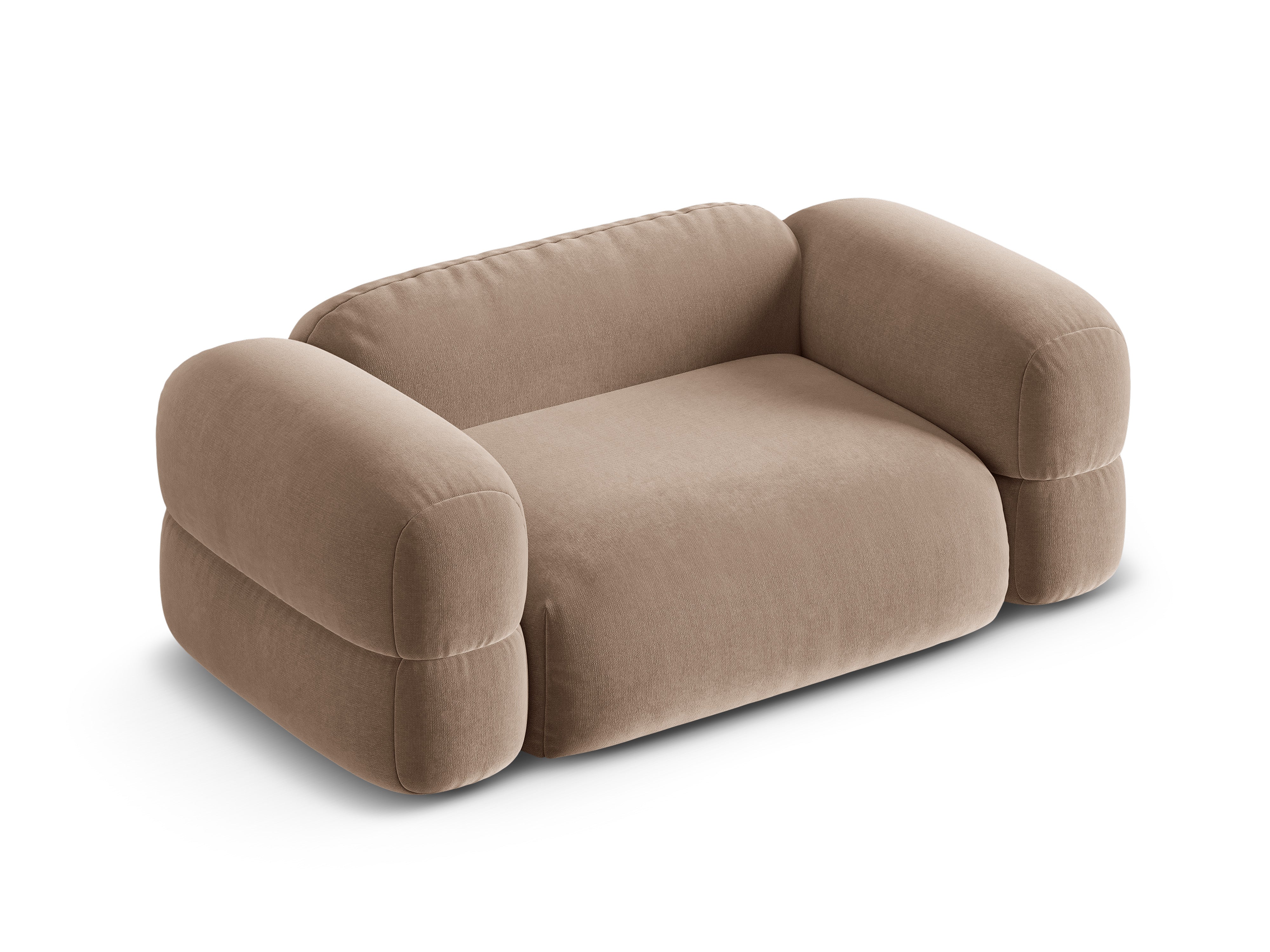 Sofa aksamitna 2-osobowa ROGER ciemnobeżowy