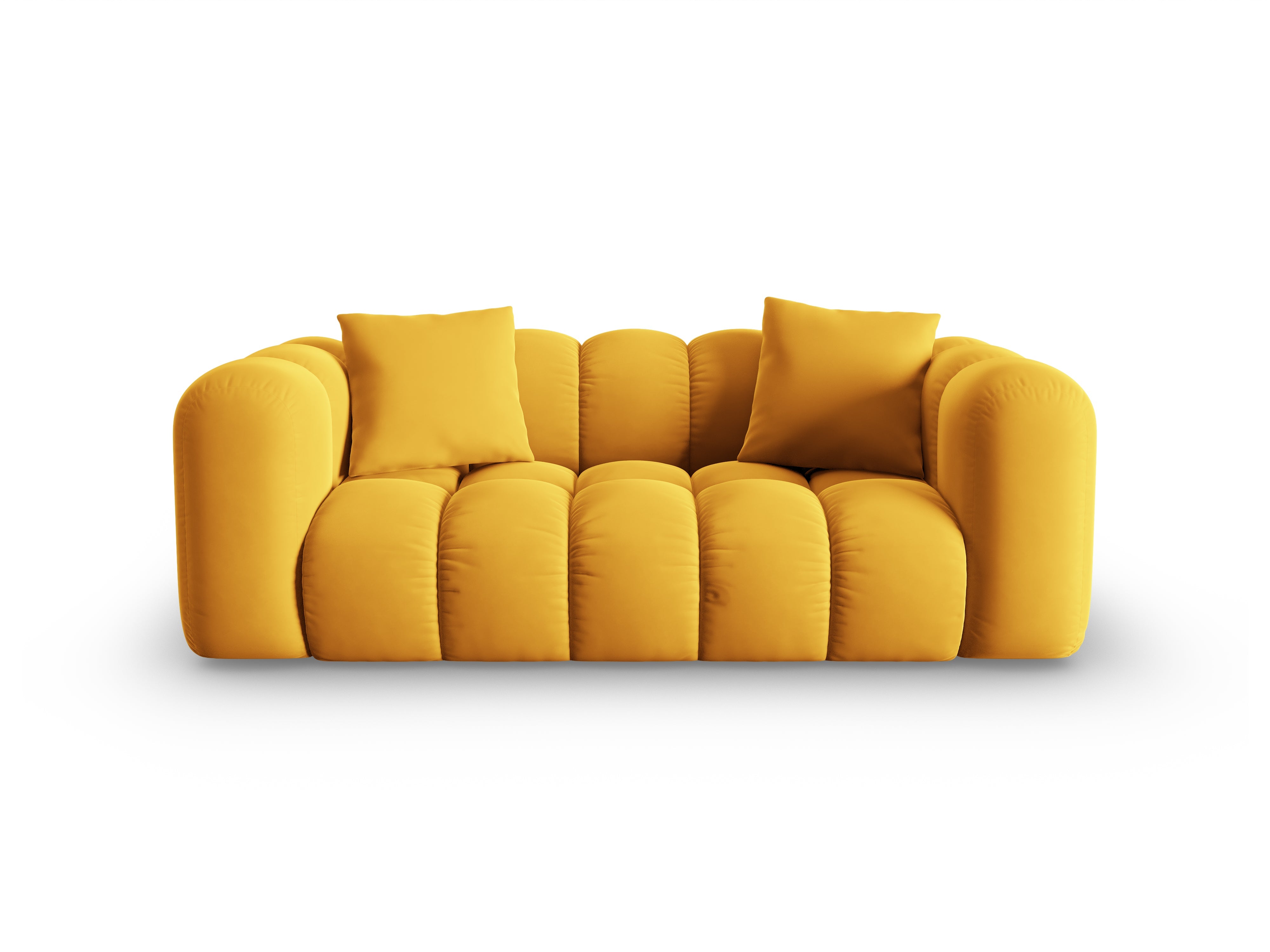 Sofa aksamitna 2-osobowa HALLEY żółty
