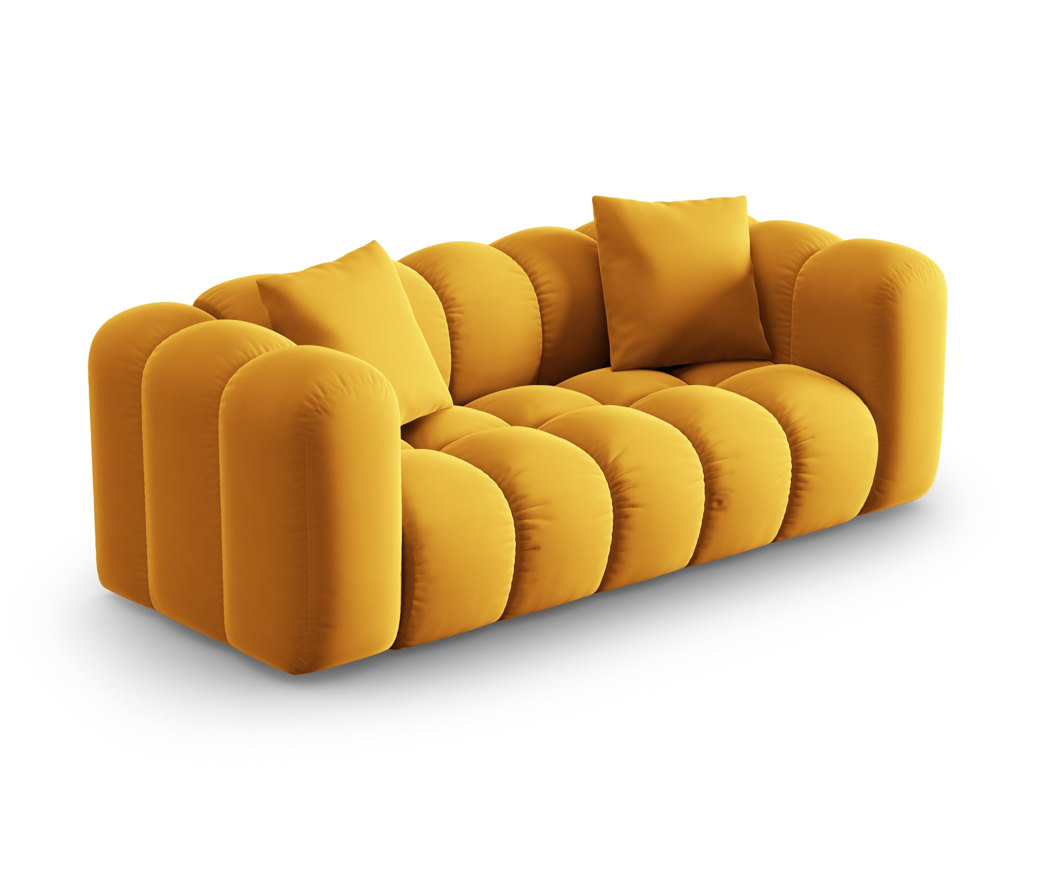 Sofa aksamitna 2-osobowa HALLEY żółty