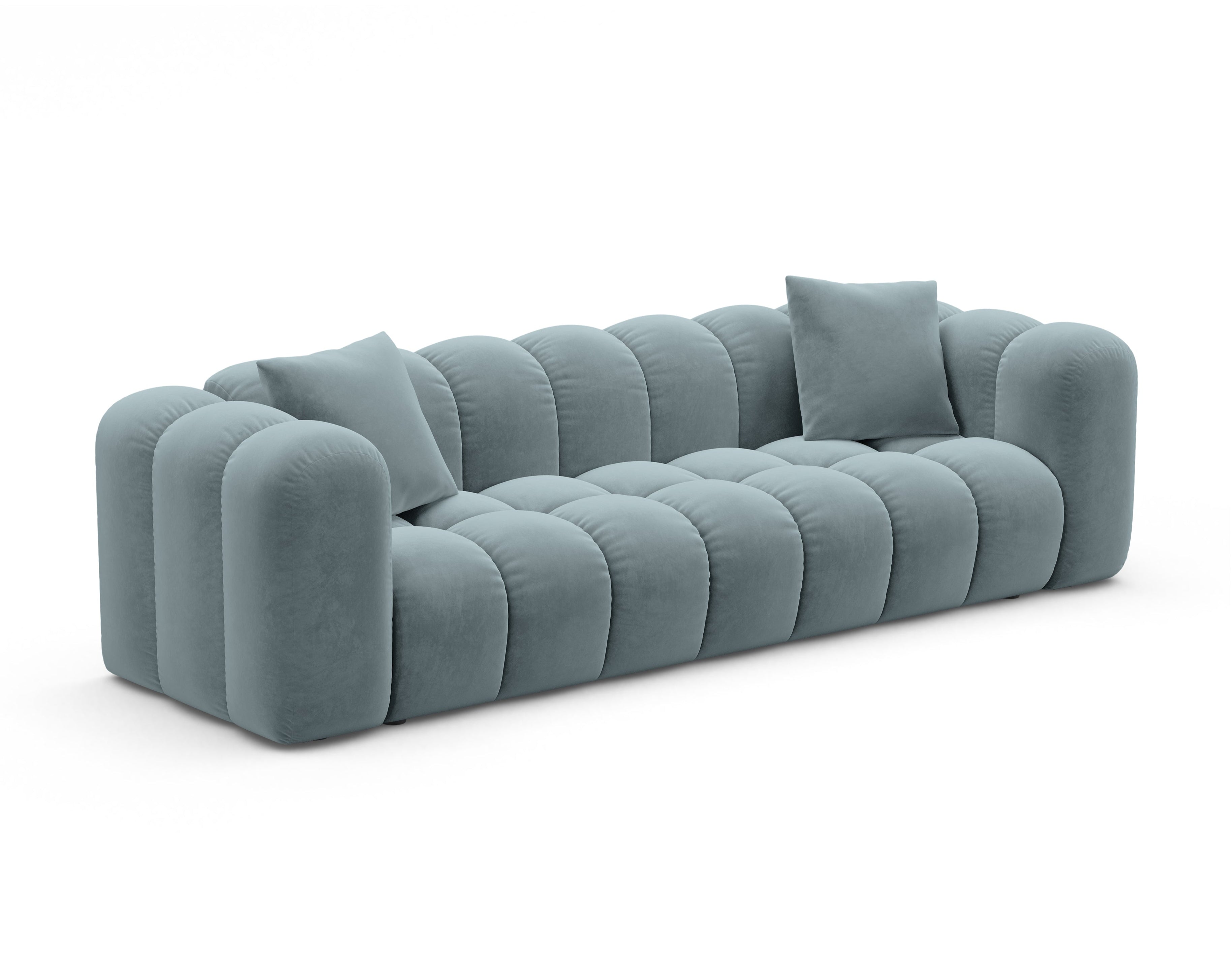 Sofa aus Samt mit Schlaf-Funktion ASTRO hellblau