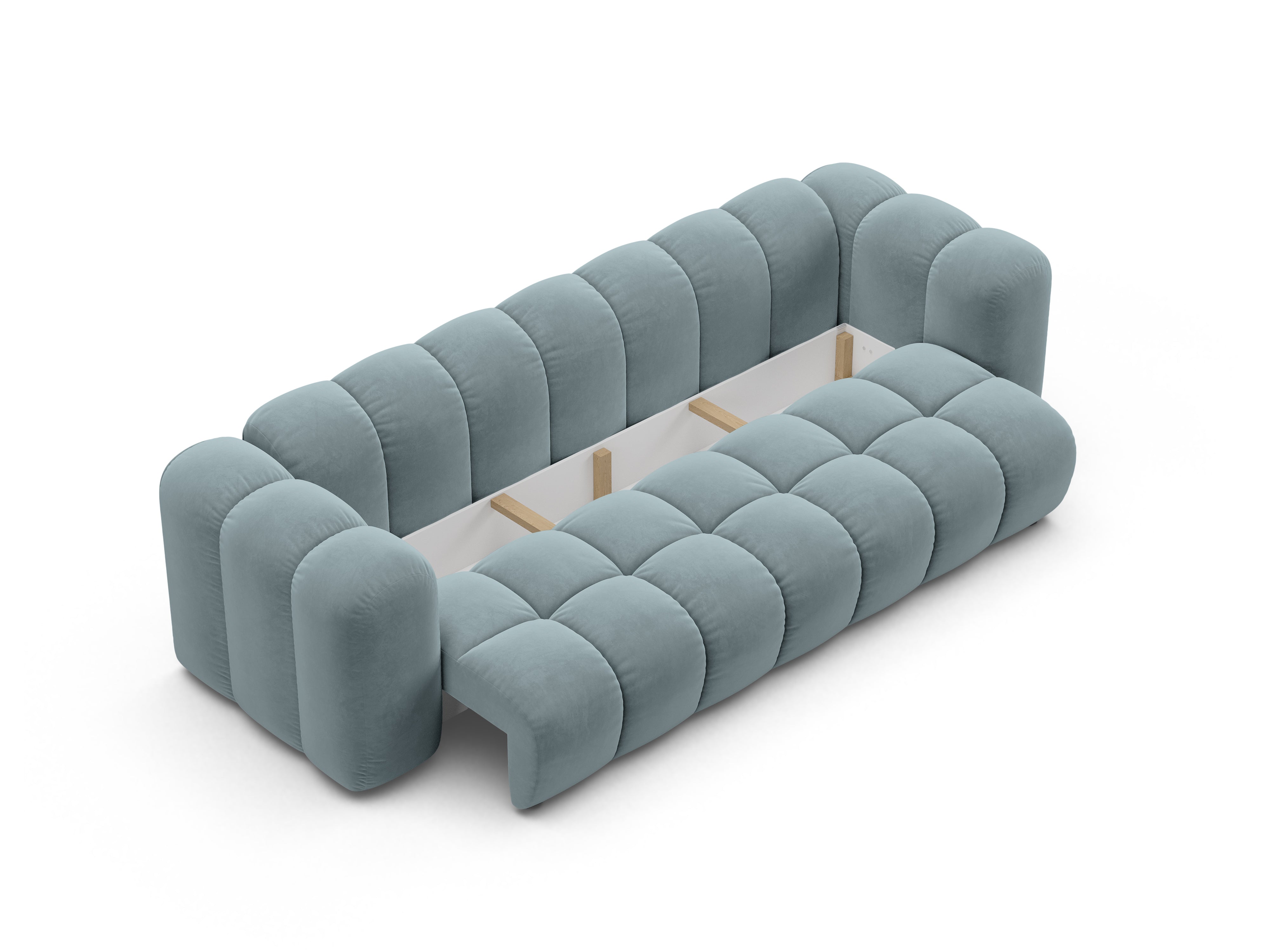 Sofa aus Samt mit Schlaf-Funktion ASTRO hellblau