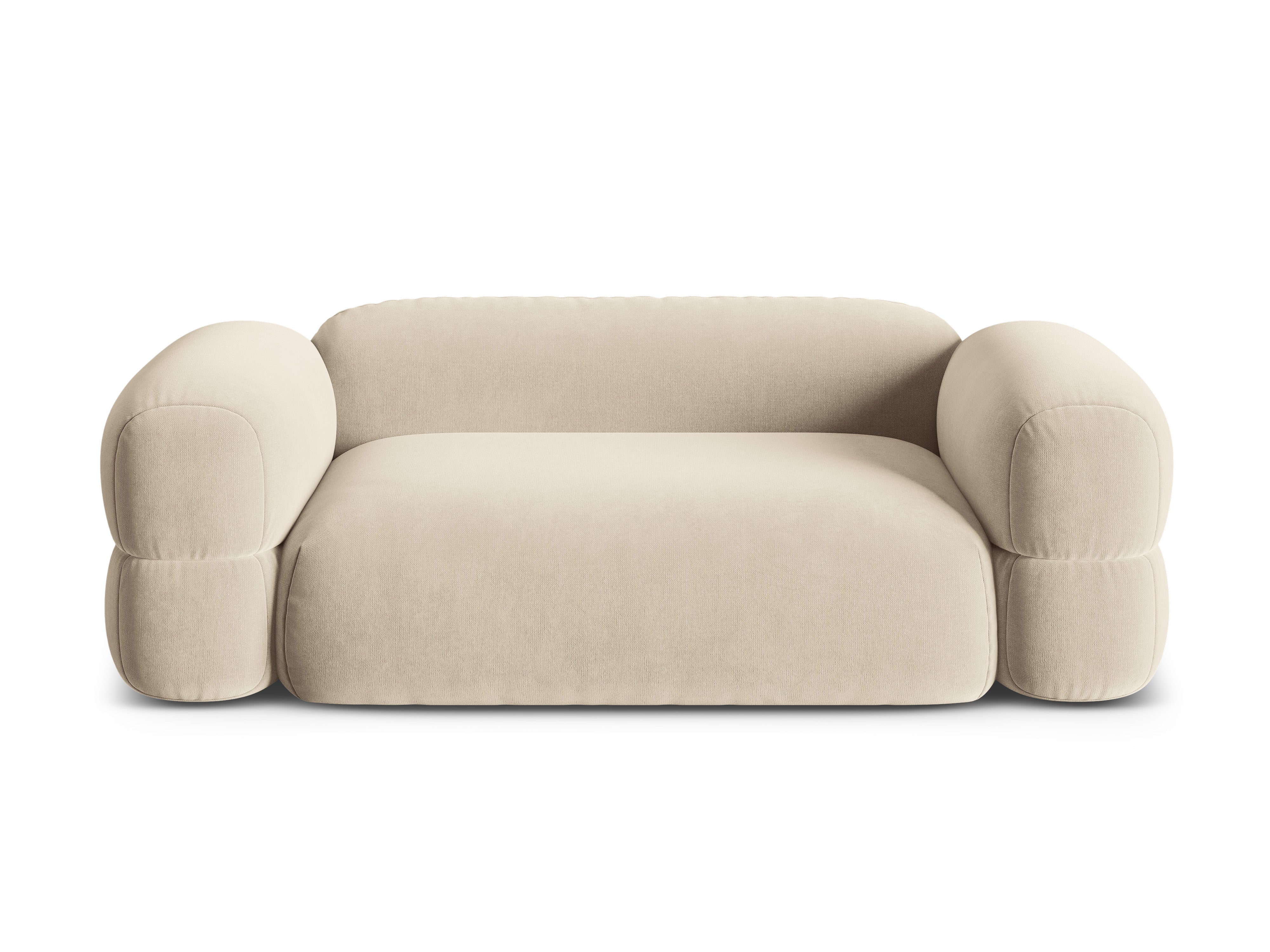 Sofa aksamitna 3-osobowa ROGER jasnobeżowy