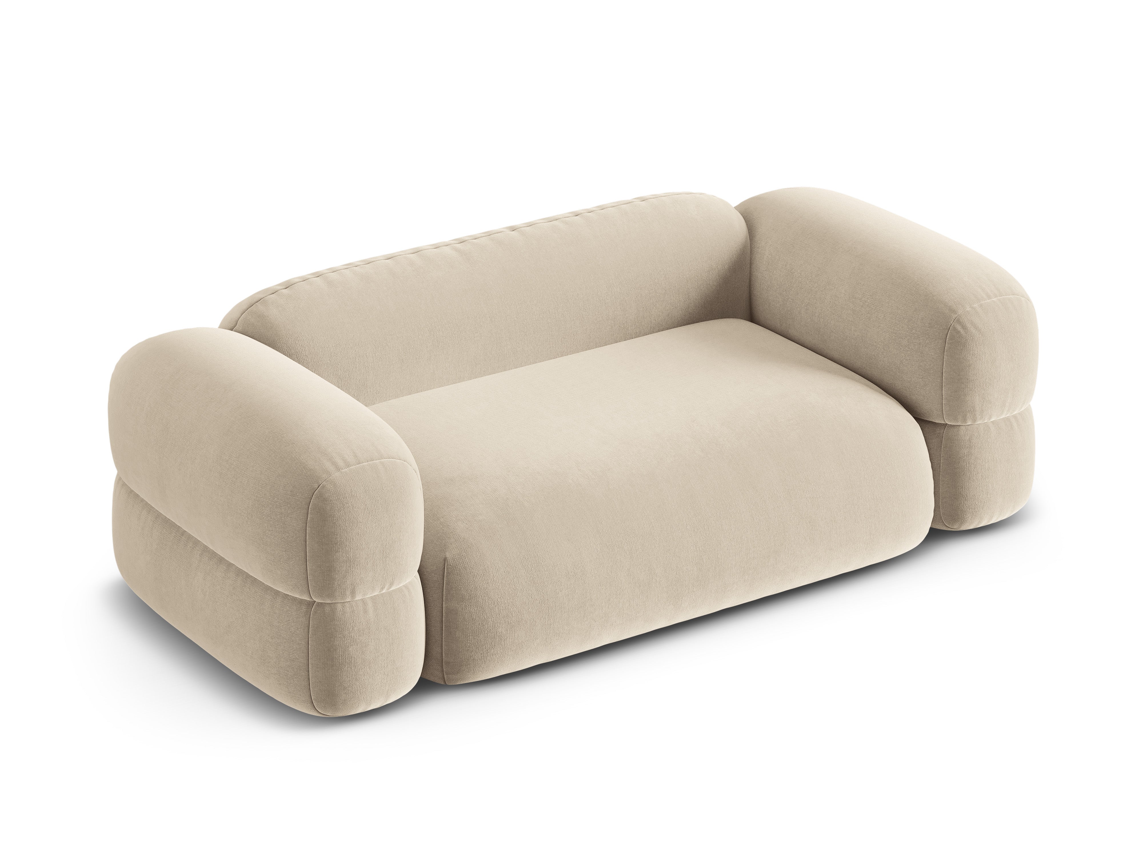 Sofa aksamitna 3-osobowa ROGER jasnobeżowy