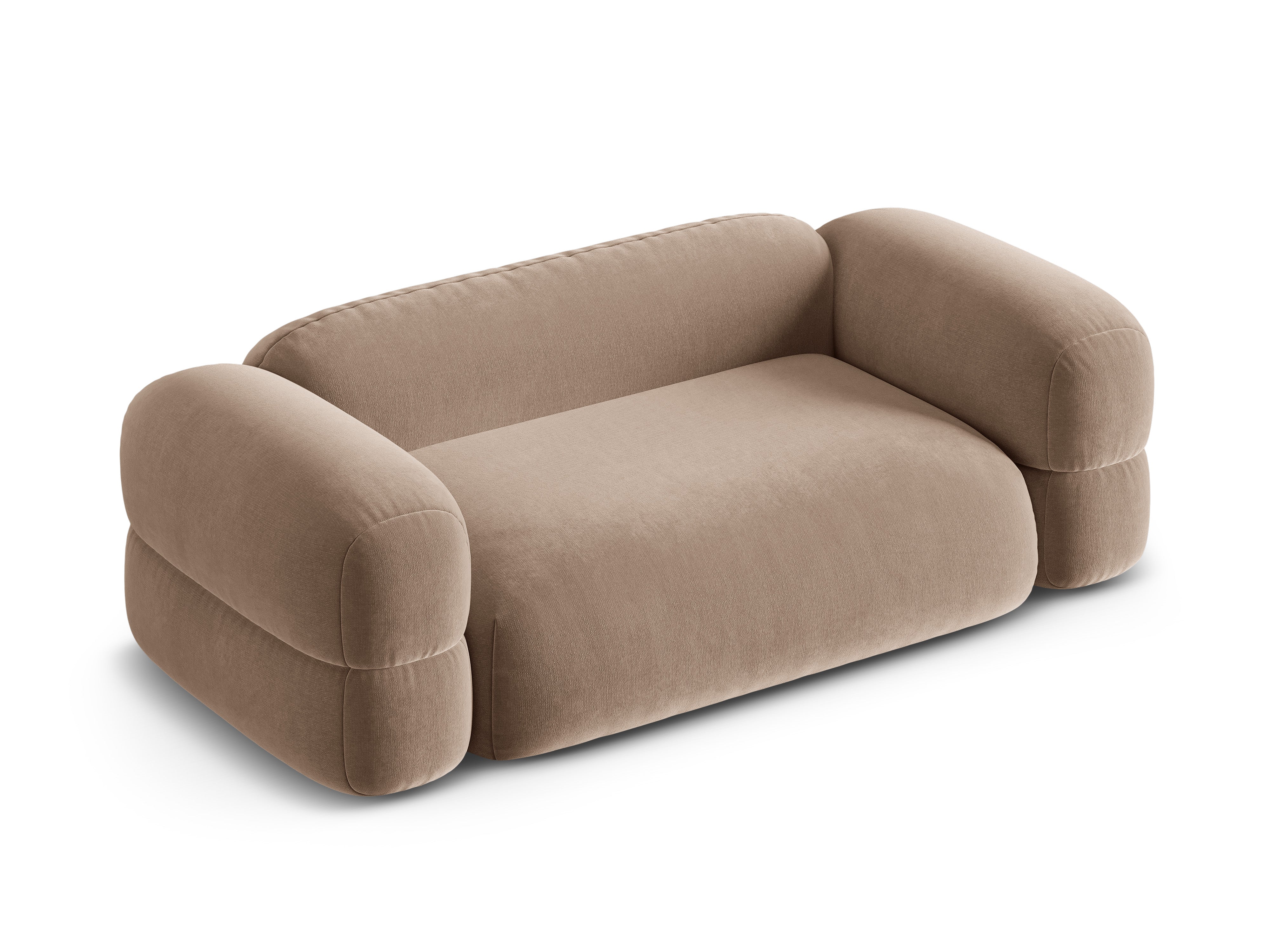 Sofa aksamitna 3-osobowa ROGER ciemnobeżowy