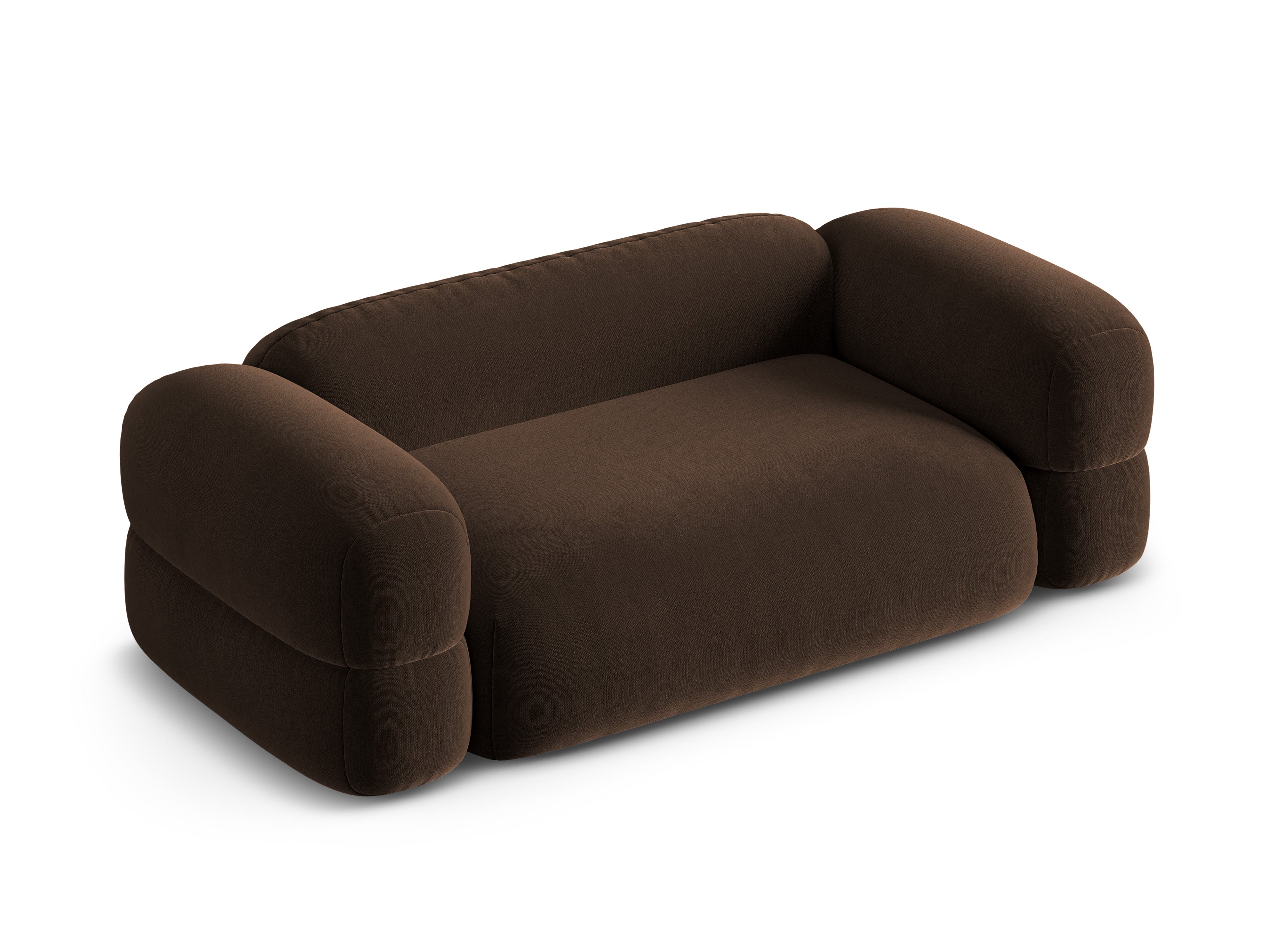 Sofa aksamitna 3-osobowa ROGER czekoladowy