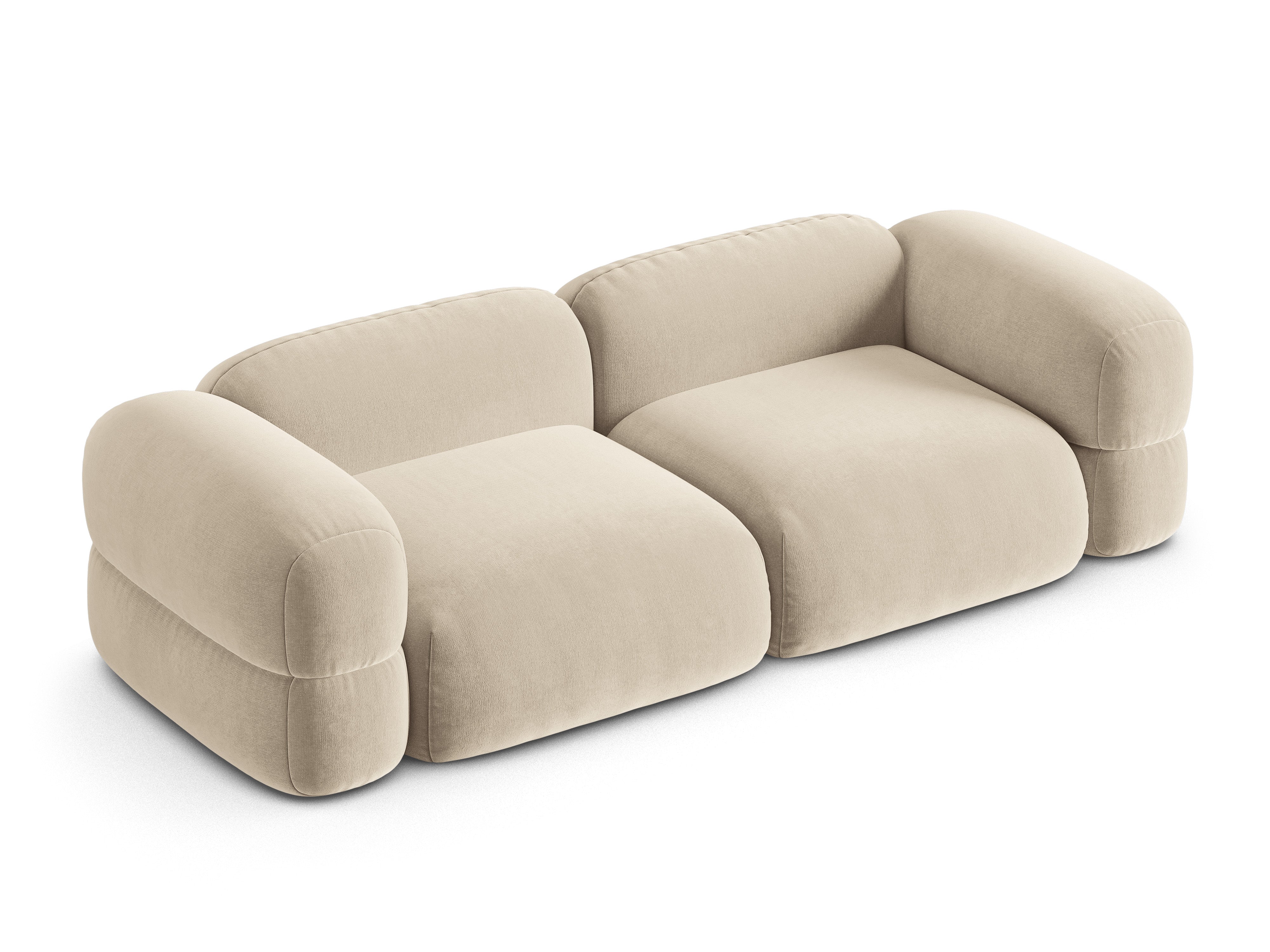 Sofa aksamitna 4-osobowa ROGER jasnobeżowy