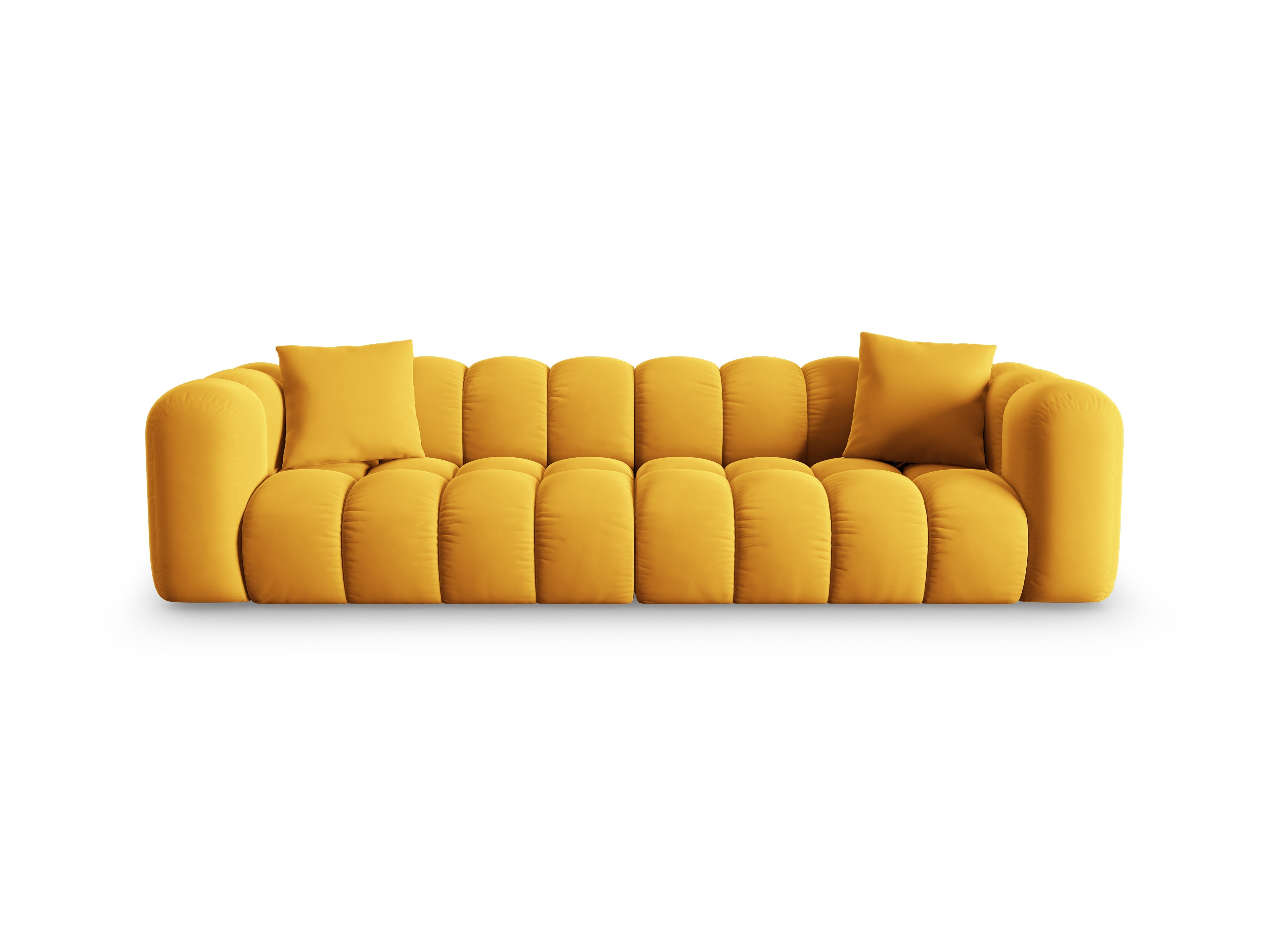 Sofa aksamitna 4-osobowa HALLEY żółty