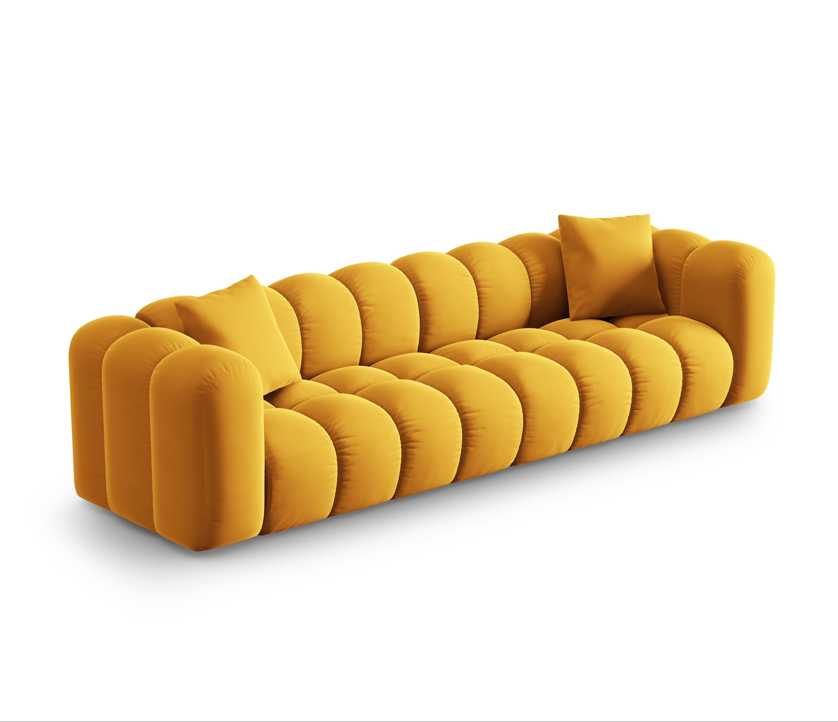 Sofa aksamitna 4-osobowa HALLEY żółty