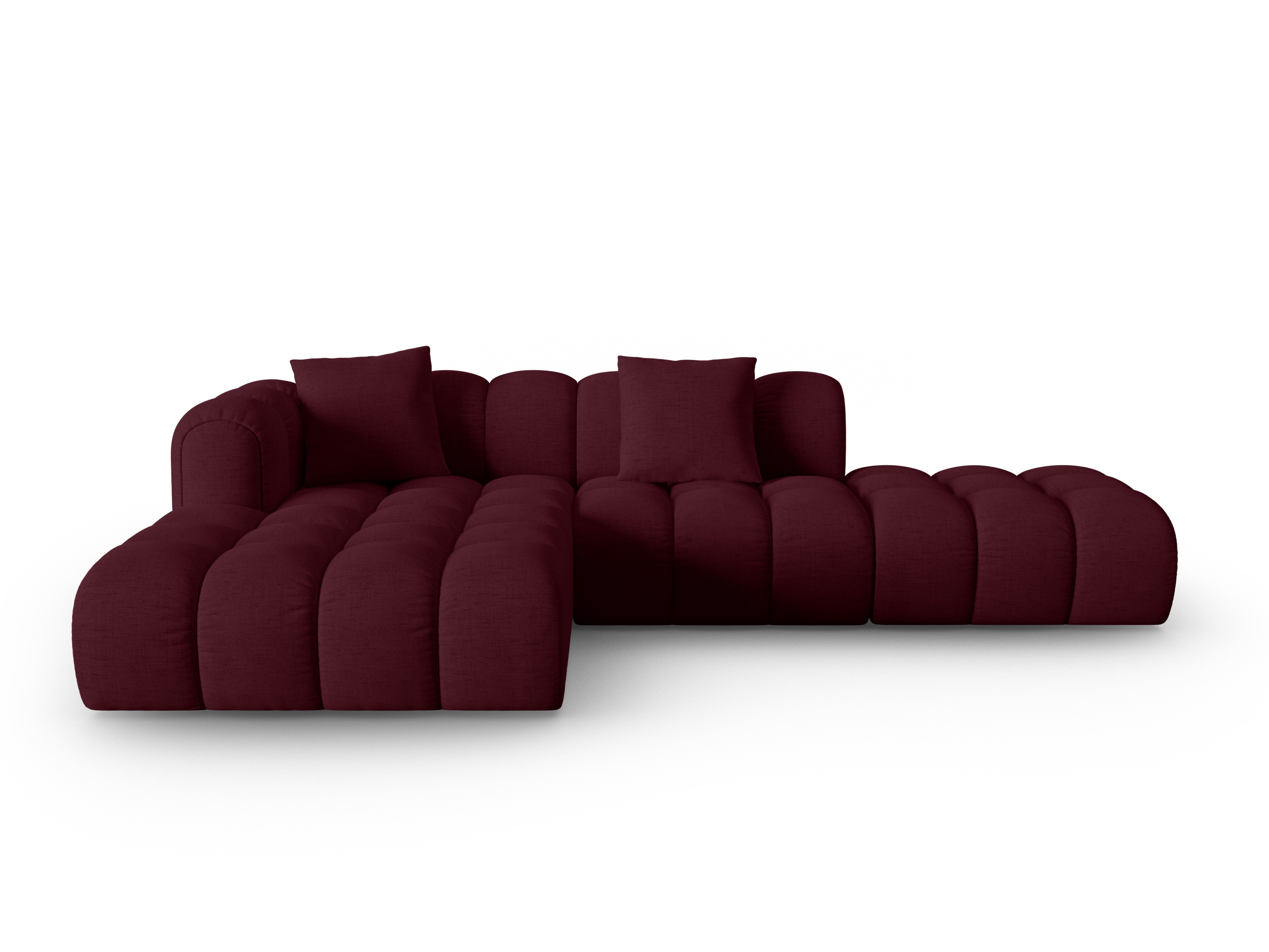 Open left-sided corner sofa ASTRO burgundy chenille