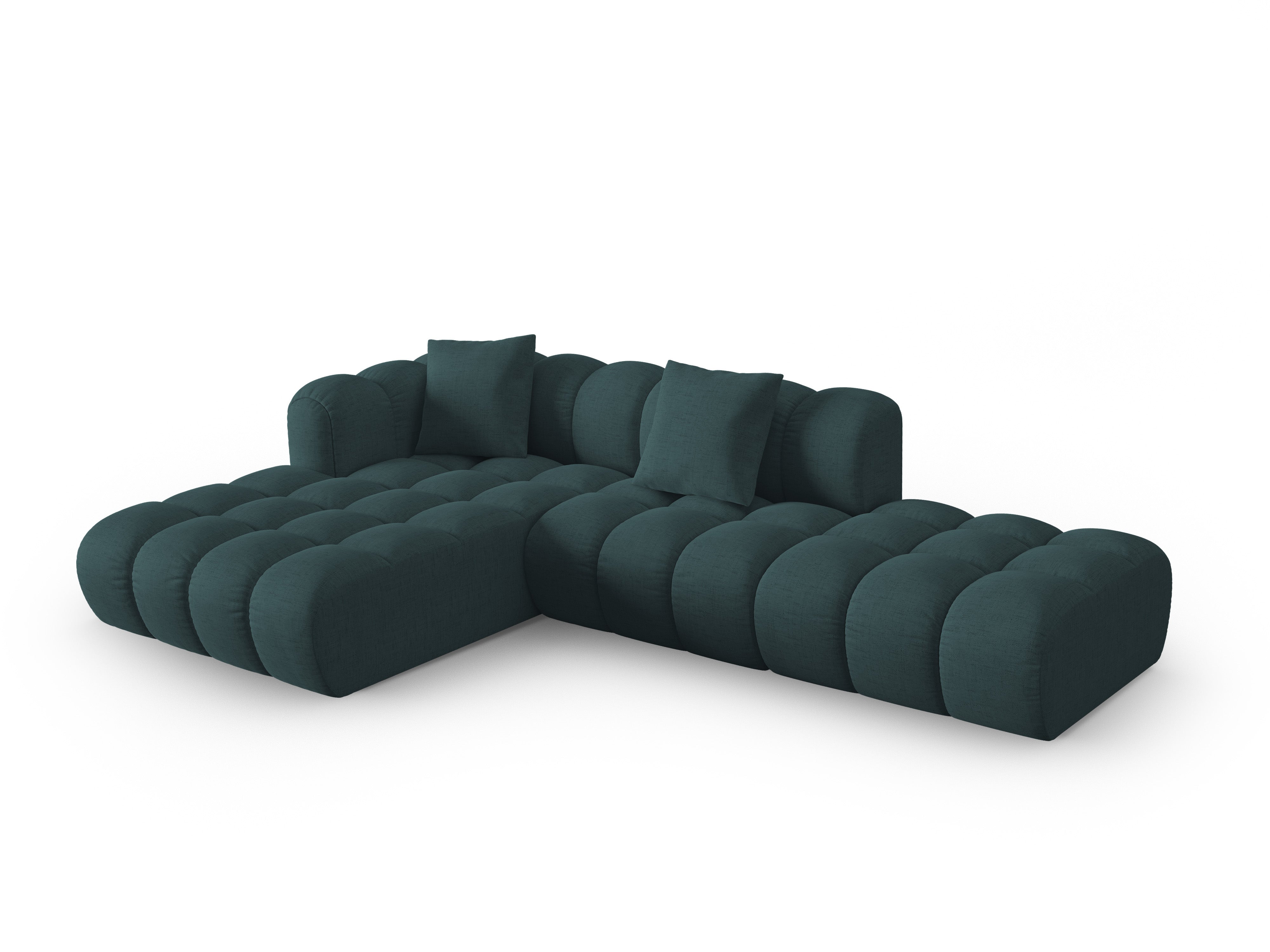Open left-sided corner sofa ASTRO turquoise chenille