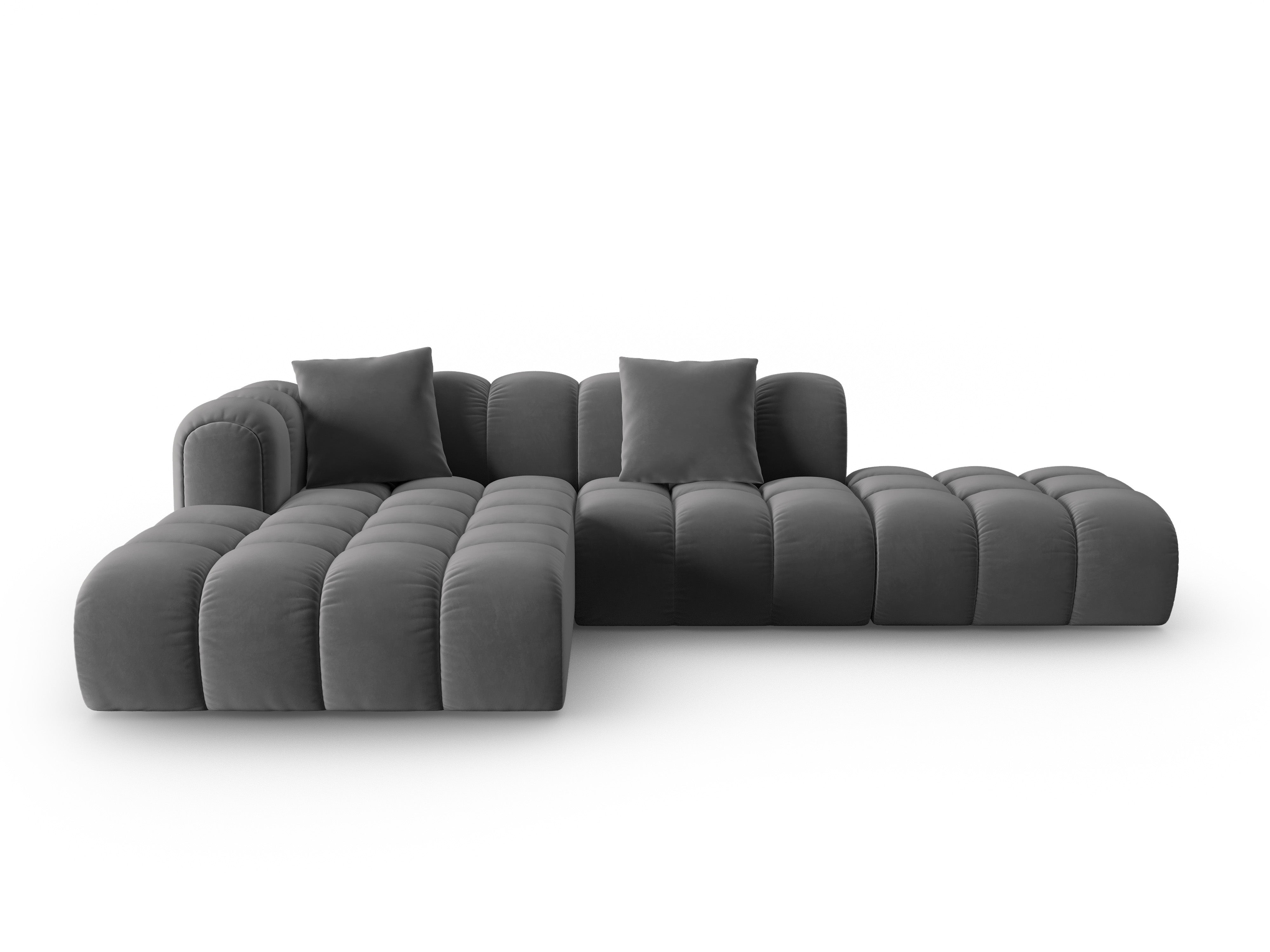 Open Left-Arm Velvet Corner Sofa ASTRO Gray