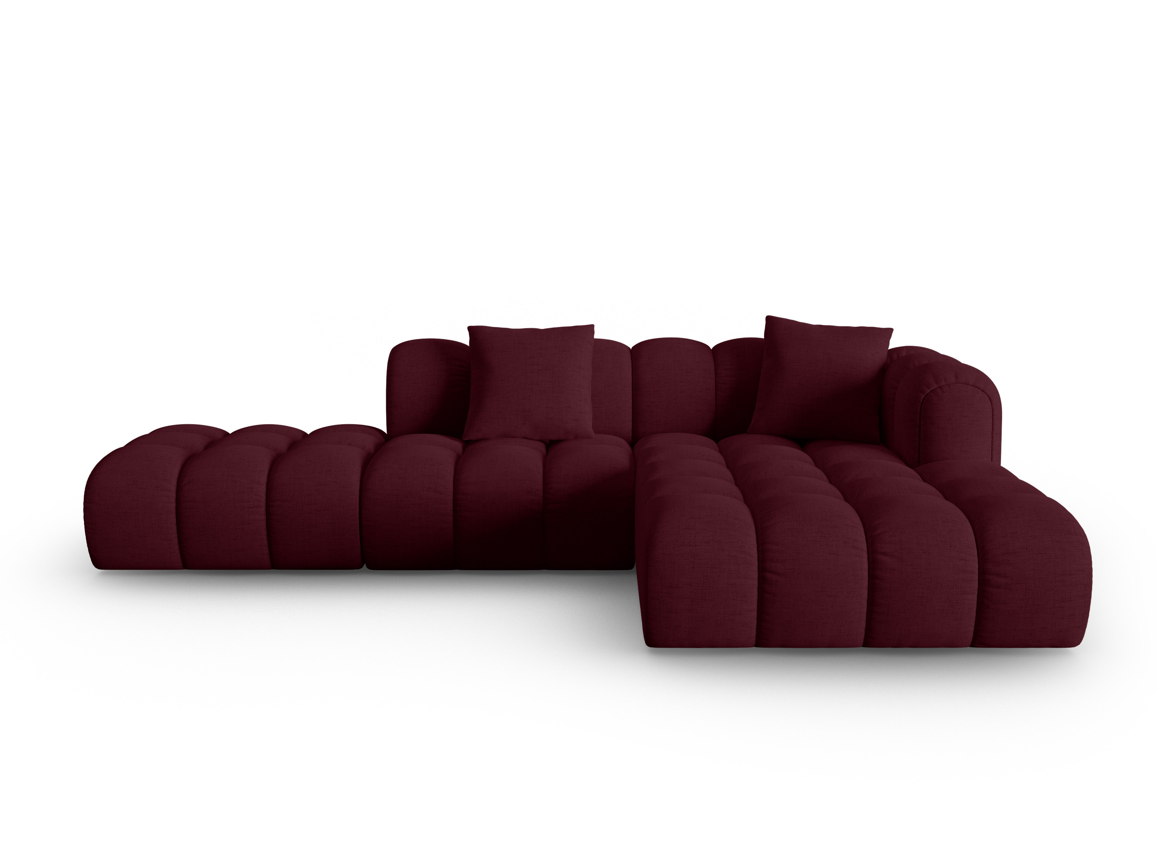 Right-facing open corner sofa ASTRO burgundy chenille