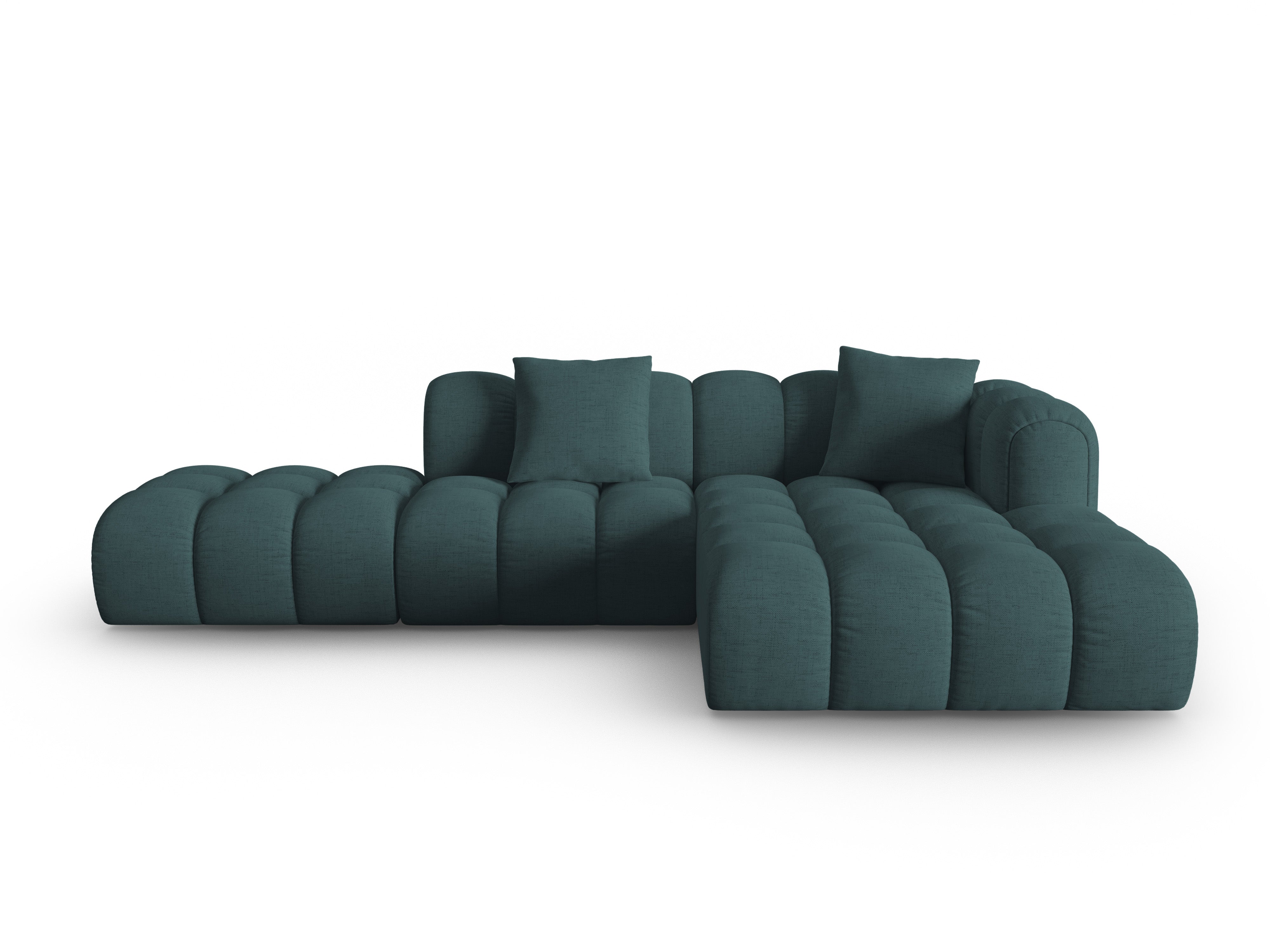 Right-facing open corner sofa ASTRO turquoise chenille