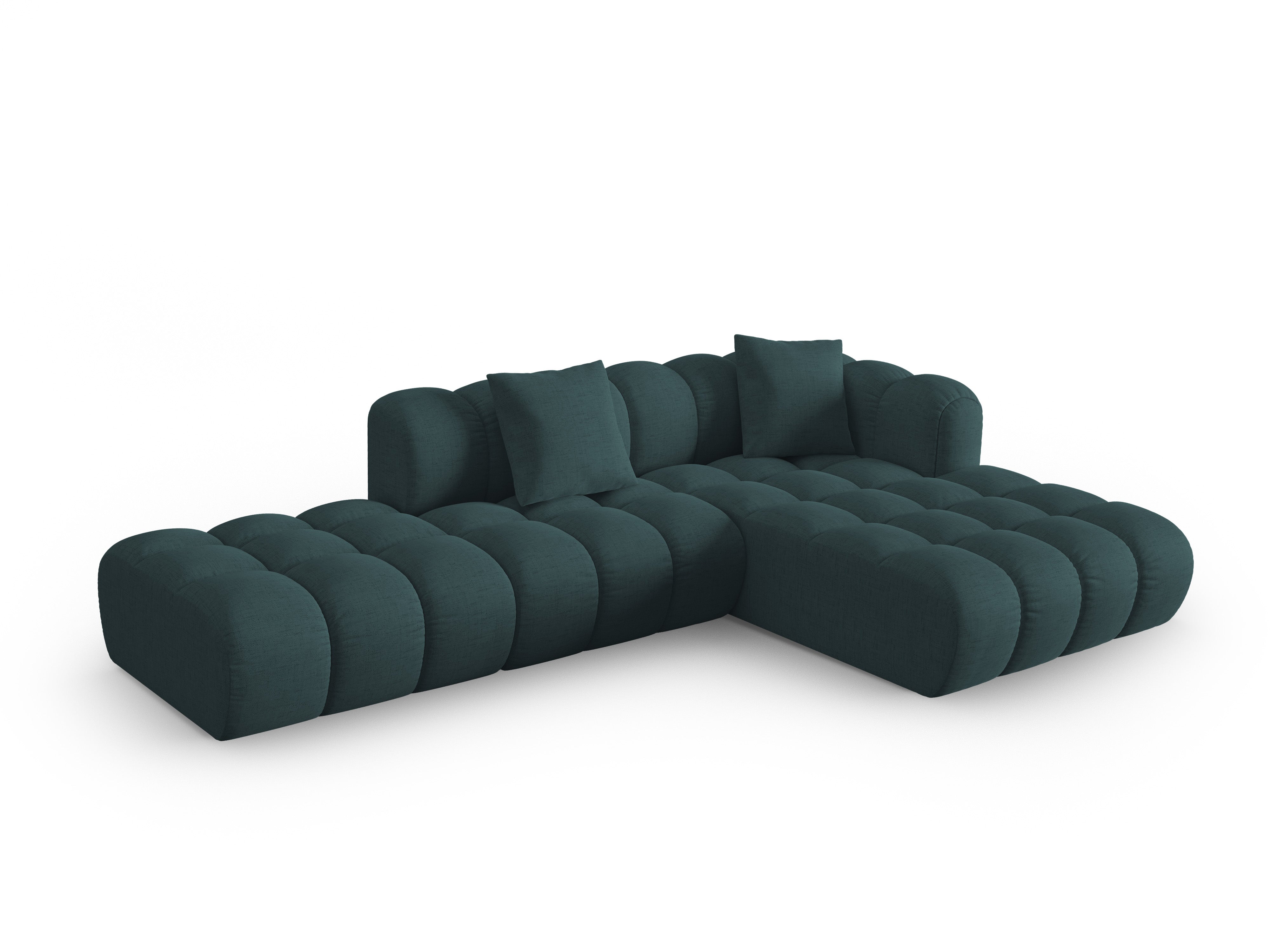 Right-facing open corner sofa ASTRO turquoise chenille
