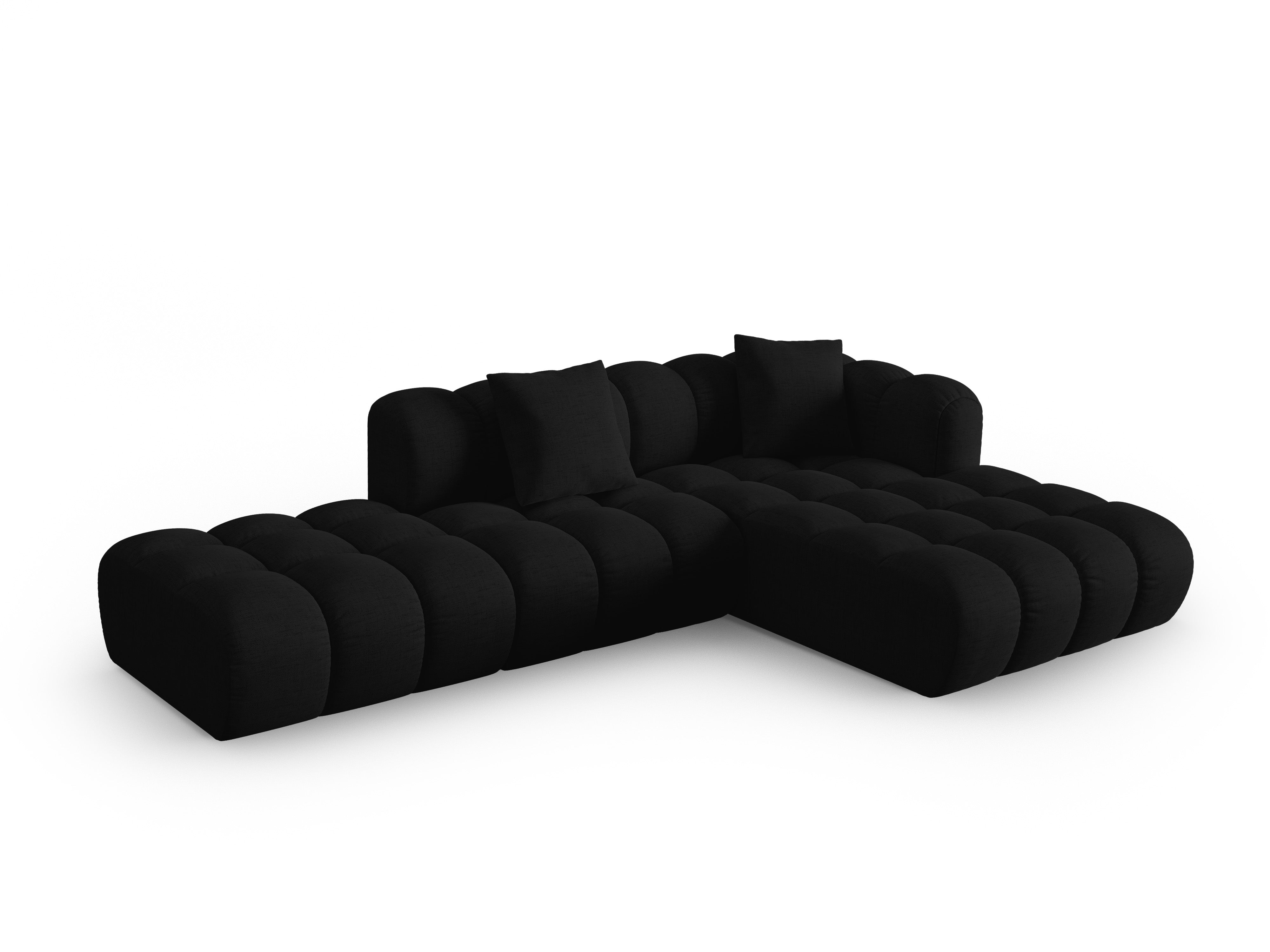 Right-facing open corner sofa ASTRO black chenille