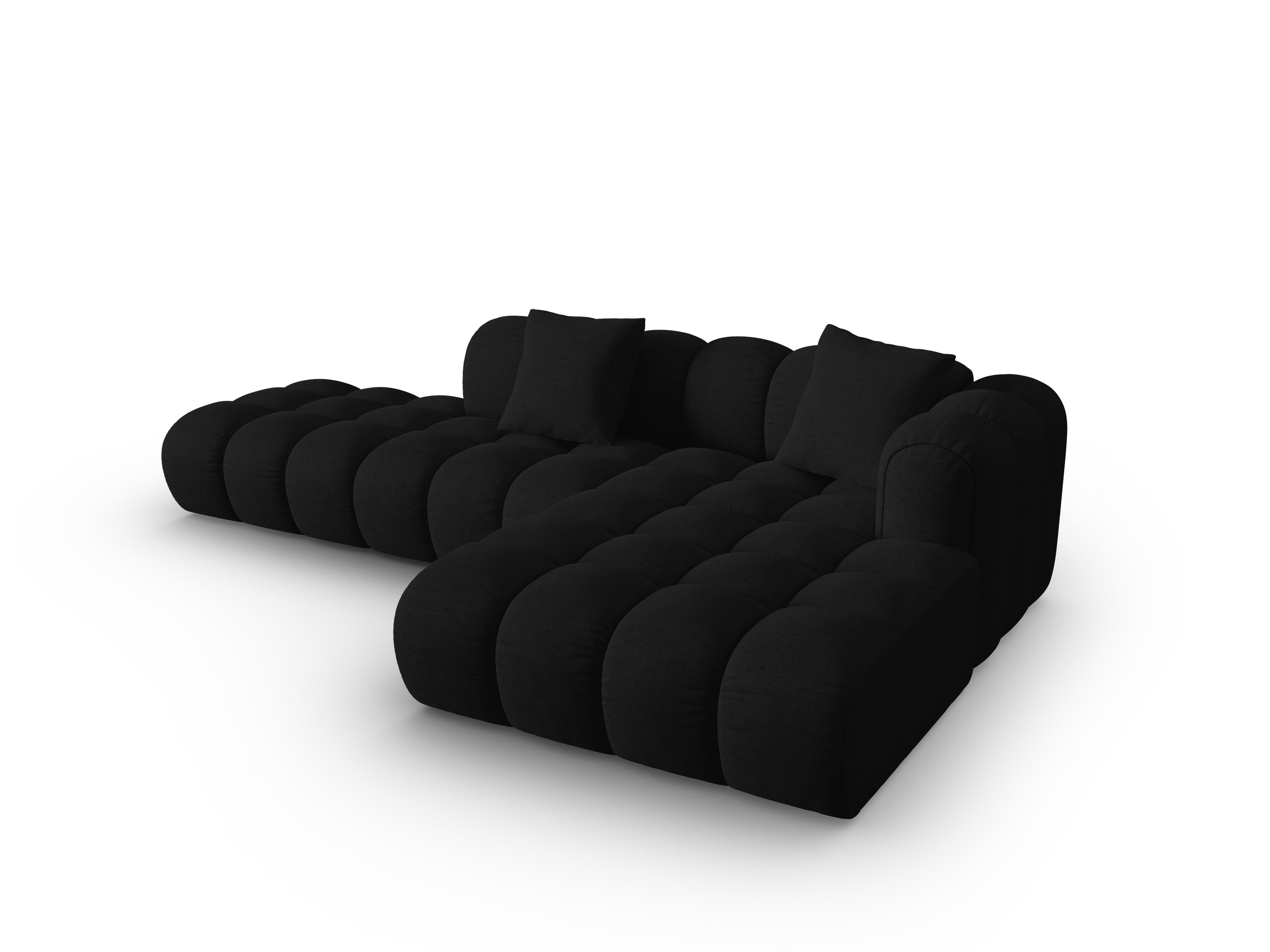 Right-facing open corner sofa ASTRO black chenille