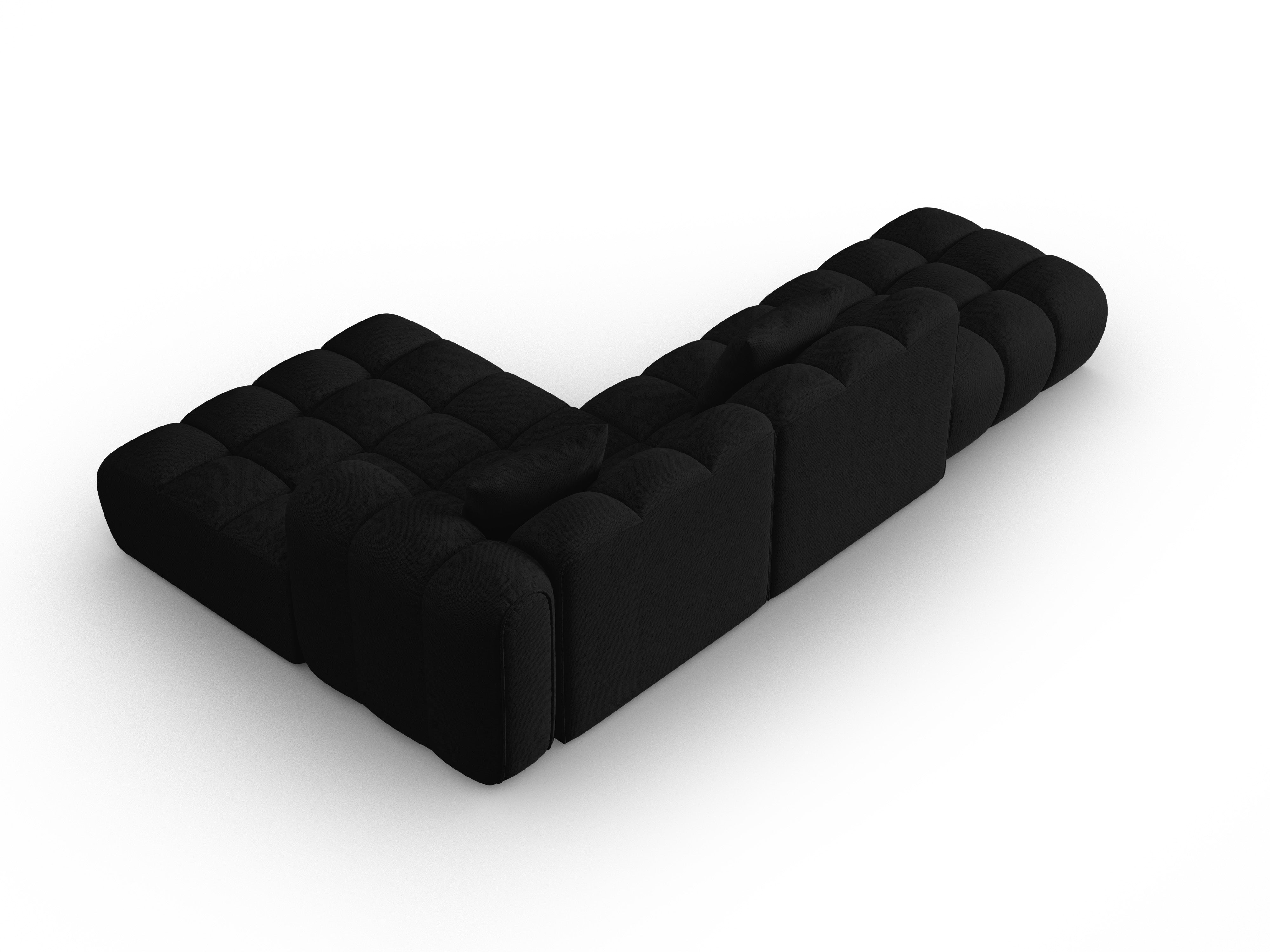 Right-facing open corner sofa ASTRO black chenille