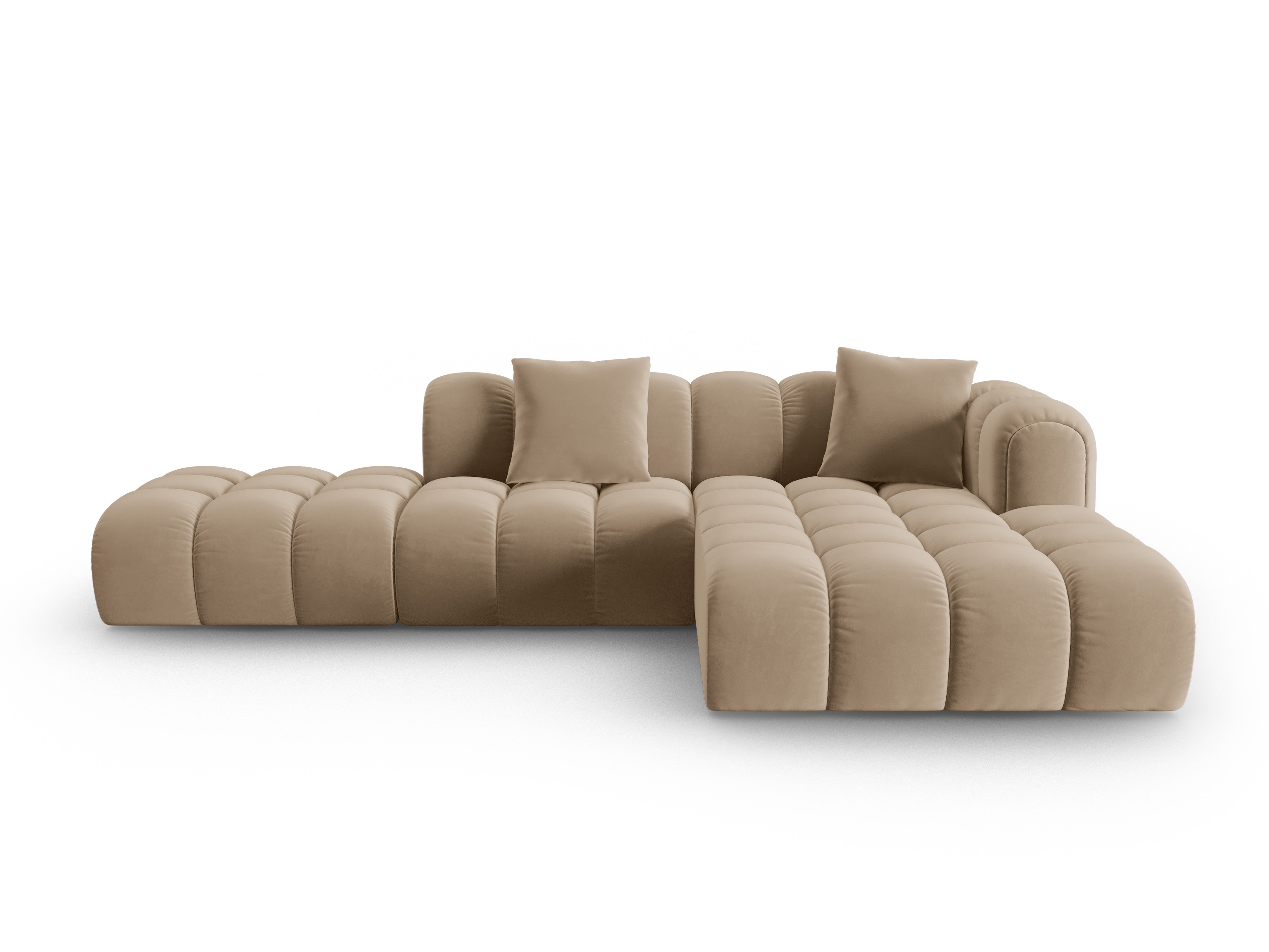 Open right-sided velvet corner sofa ASTRO sand