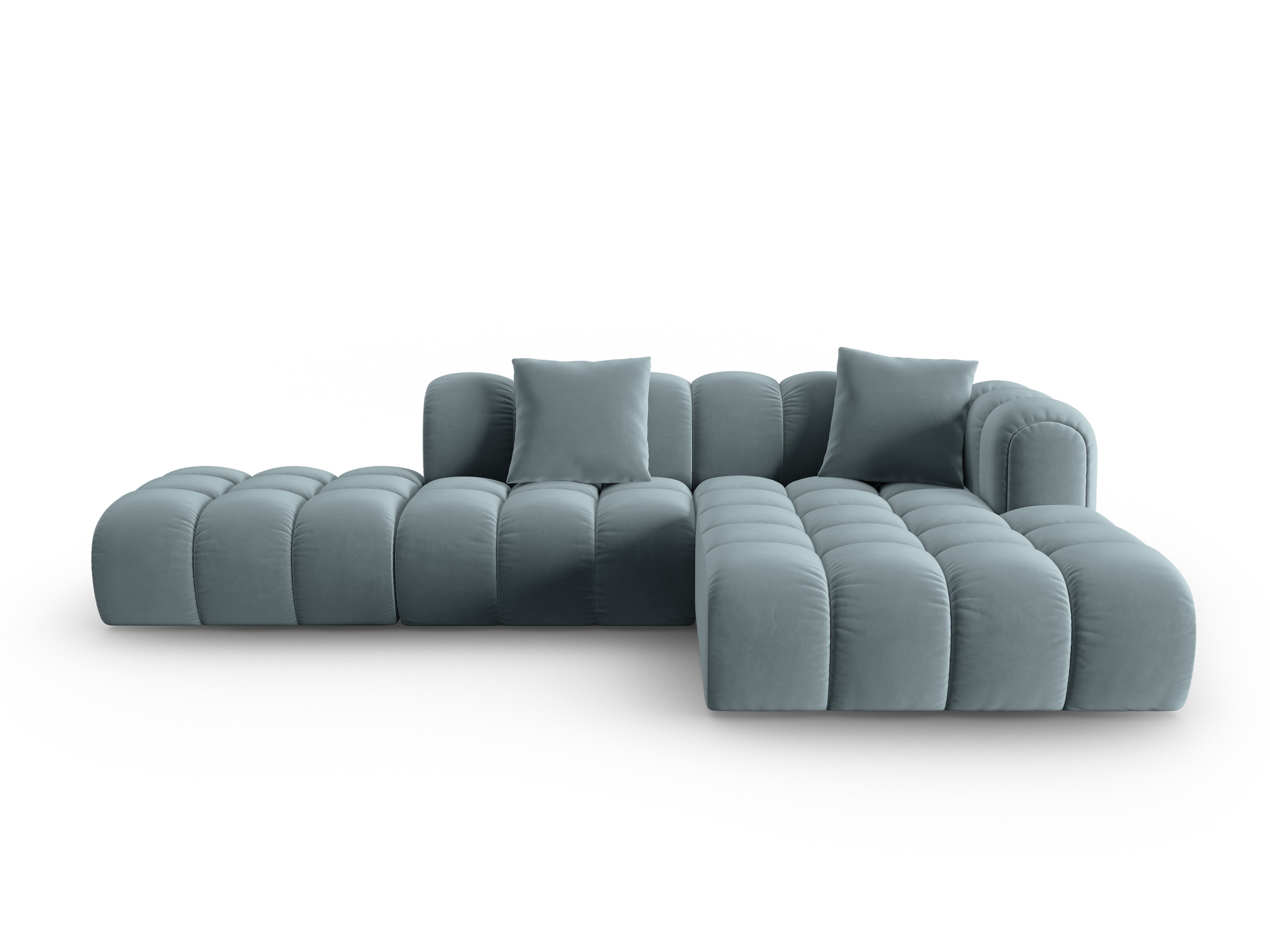 Velvet Corner Sofa Open Right Side ASTRO Light Blue