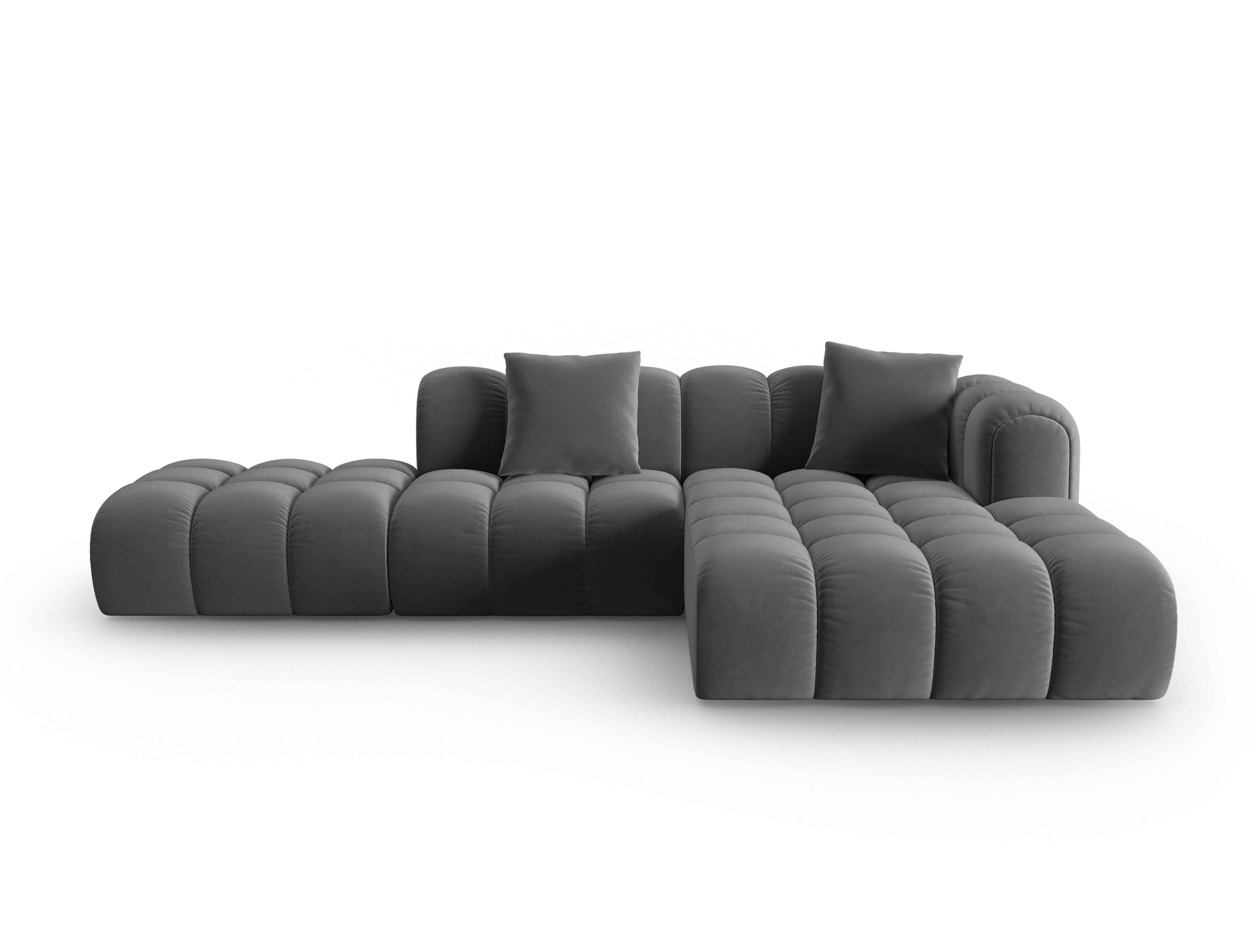 Velvet Corner Sofa Open Right ASTRO Gray