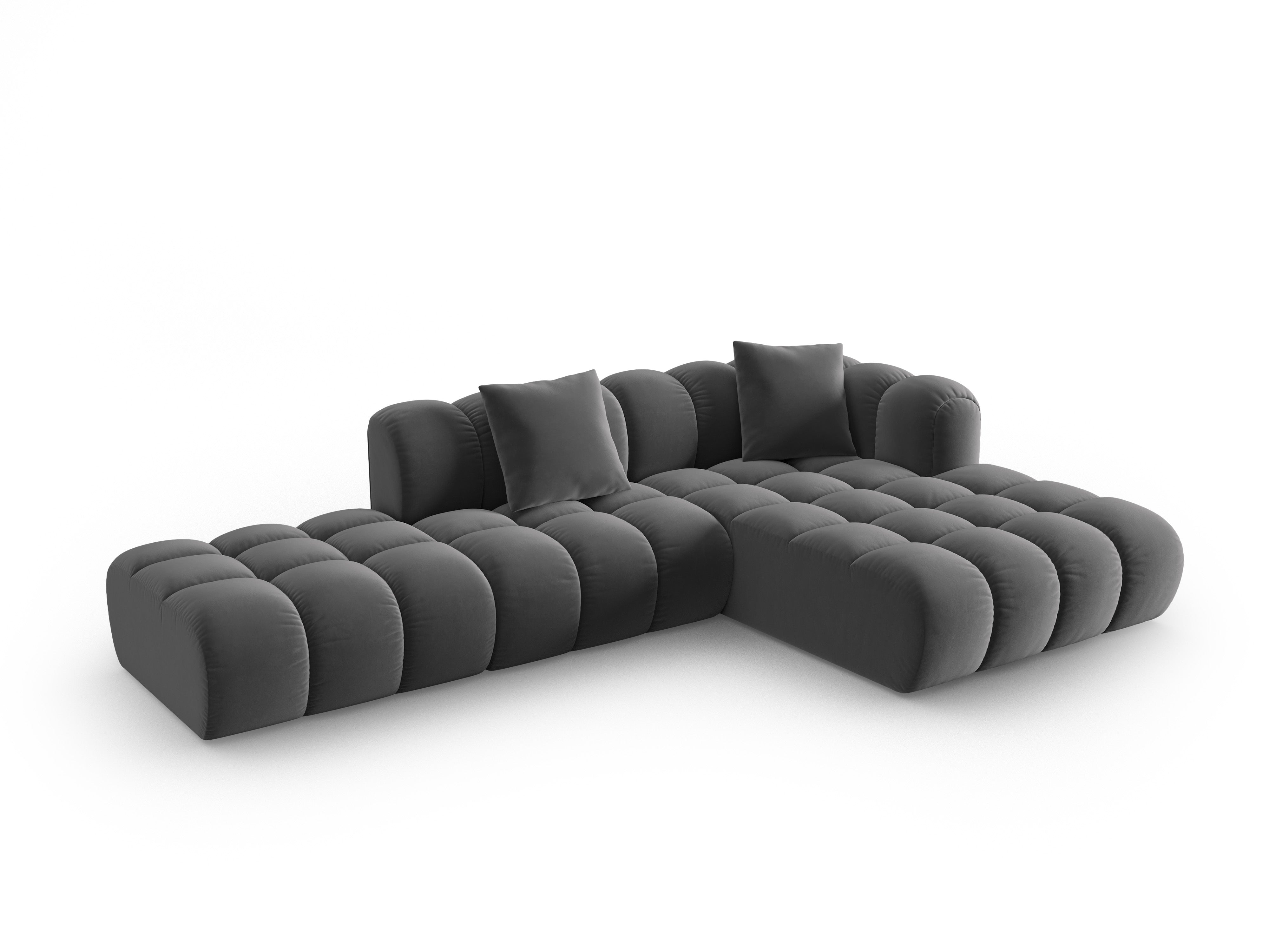 Velvet Corner Sofa Open Right ASTRO Gray