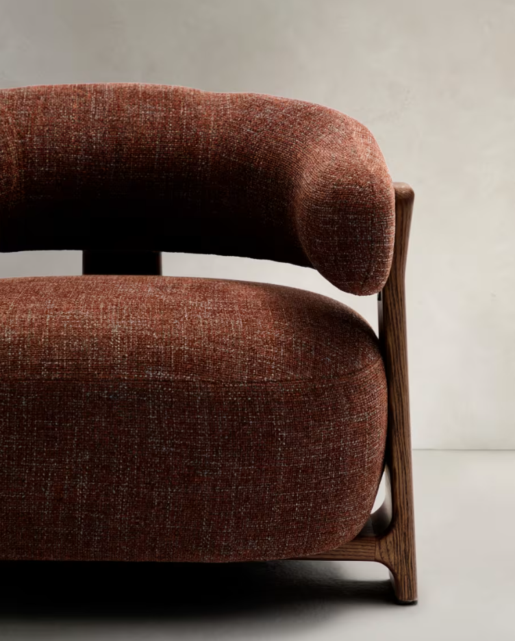 GRANITE armchair in brown chenille with a dark ash base