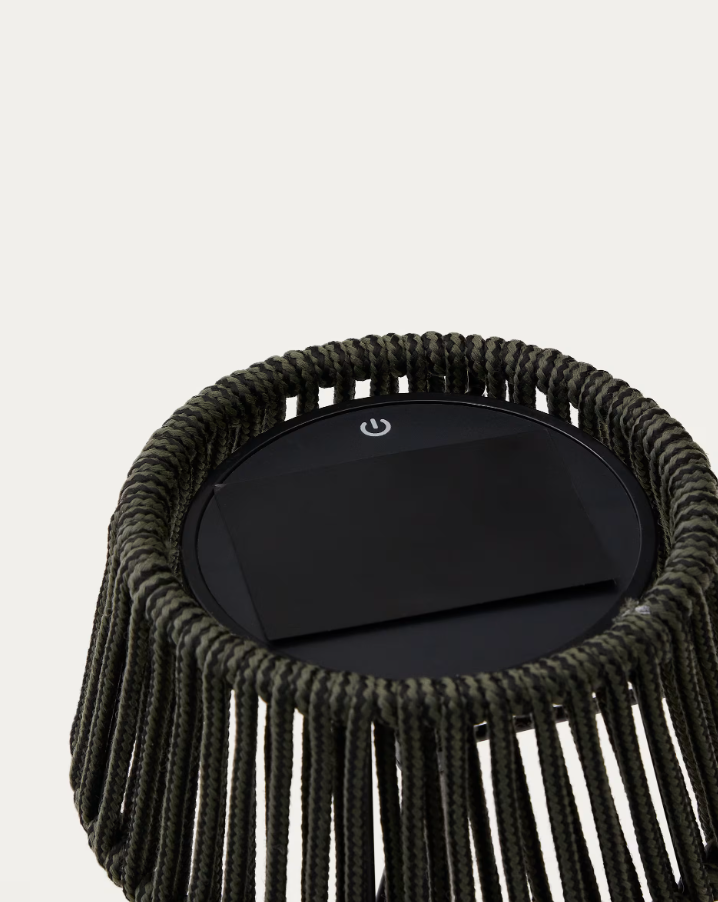 Portable outdoor table lamp ALDET dark green rope