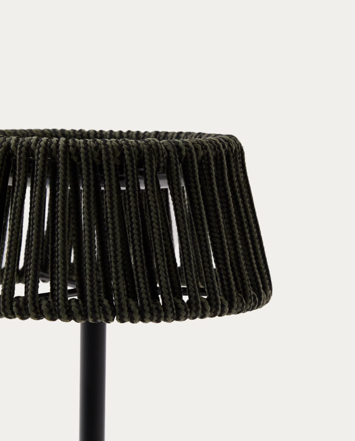 Portable outdoor table lamp ALDET dark green rope