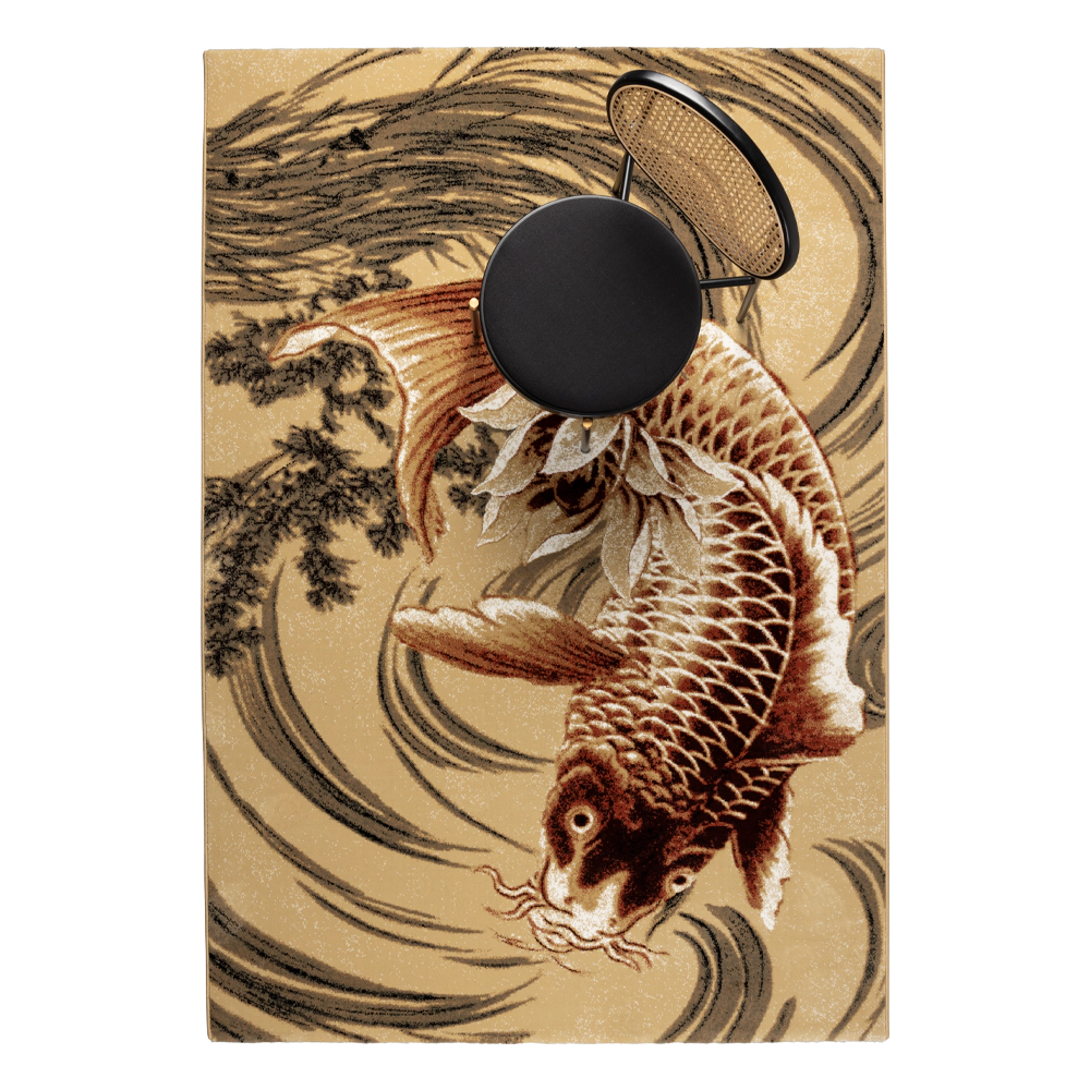 Dywan LEGEND OF KOI CARPET beżowy z brązowym