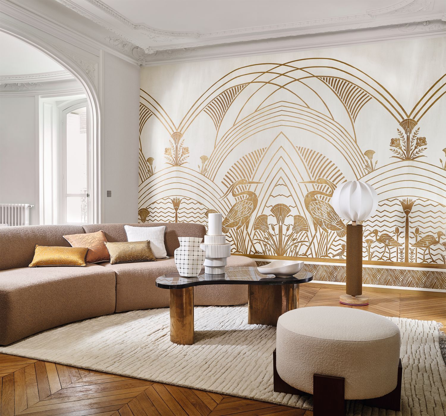 Mural ELEPHANTINE zielony ze złotym