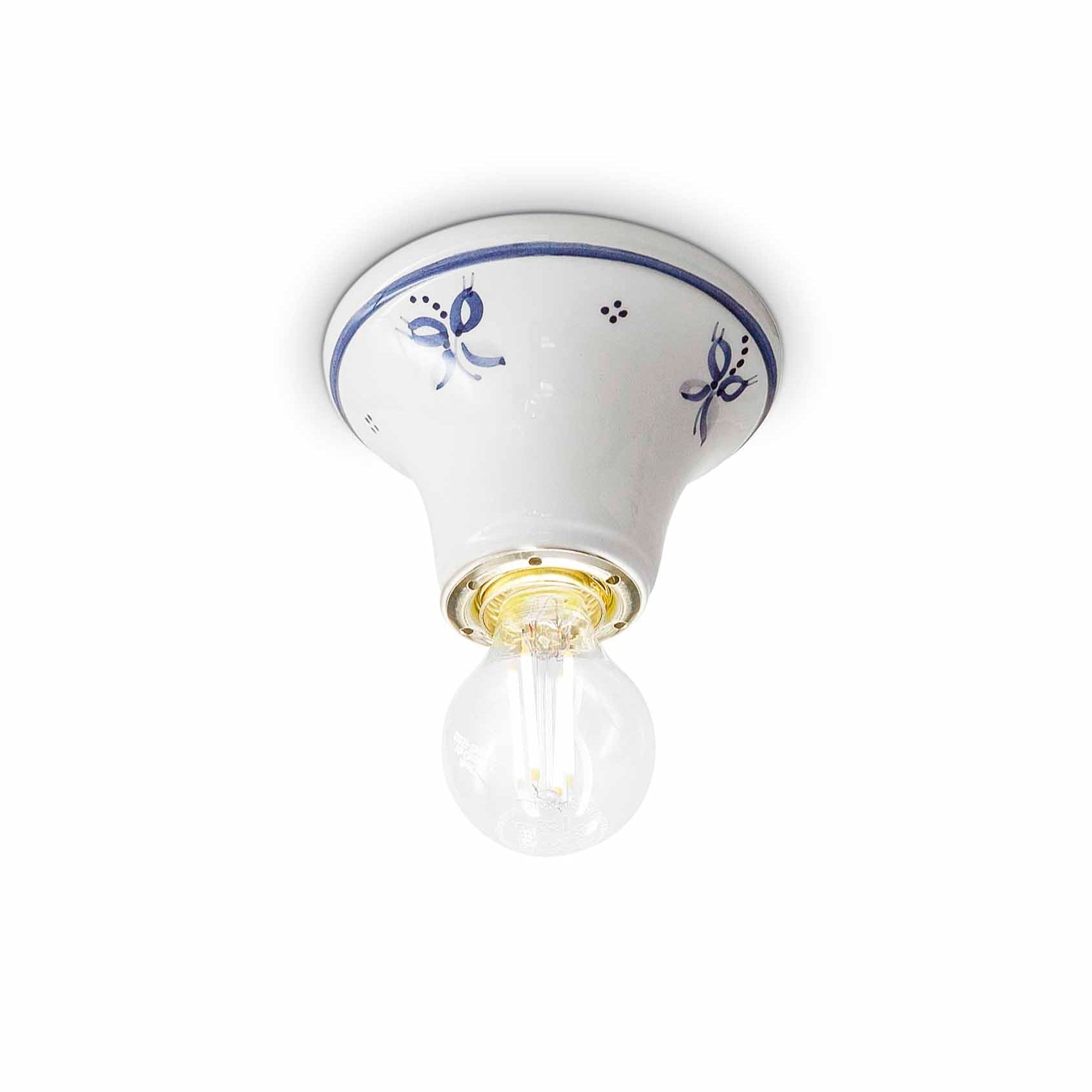 Plafon ceramiczny TRIESTE biały z niebieskim wzorem