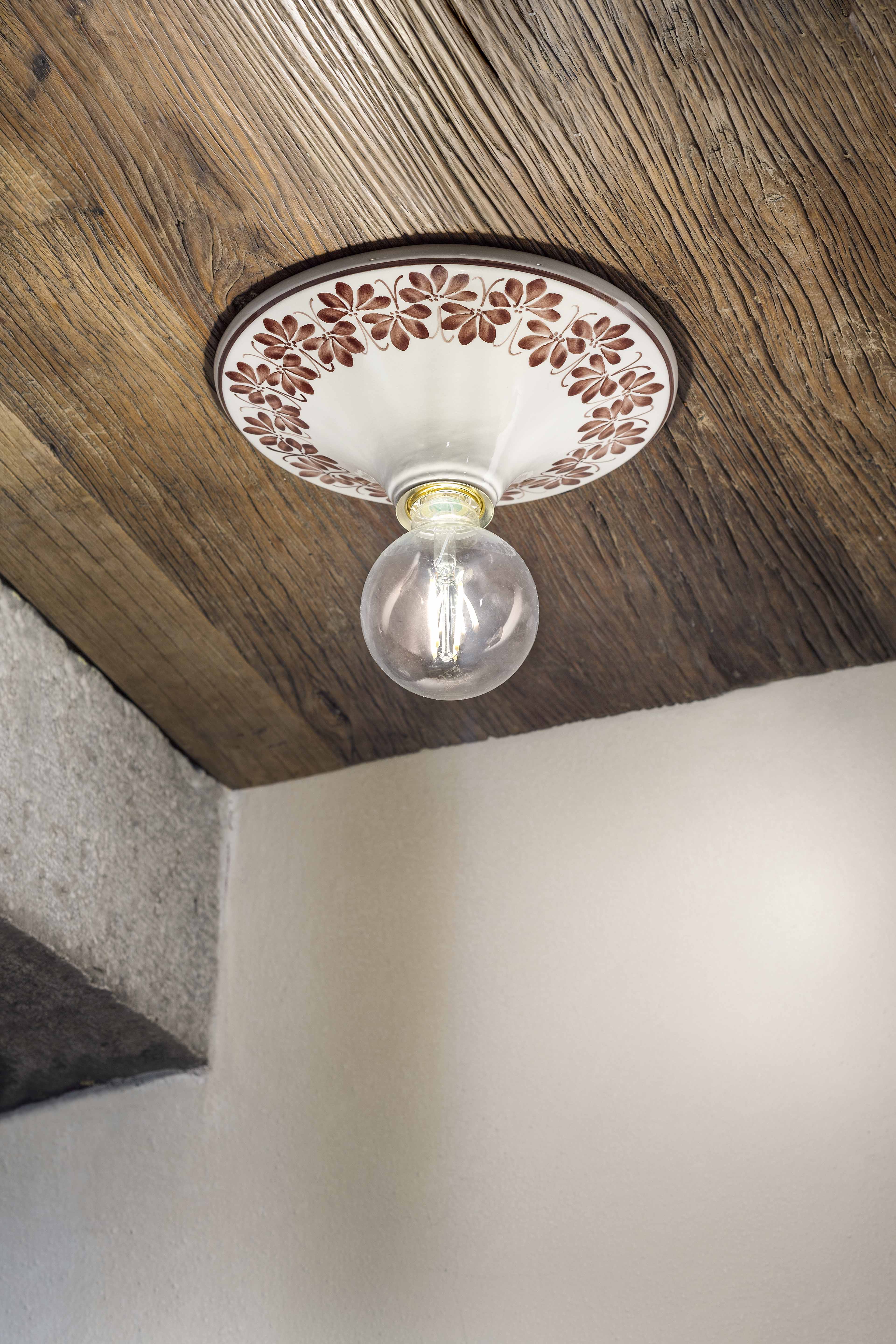 Plafon ceramiczny TRIESTE biały z brązowym wzorem