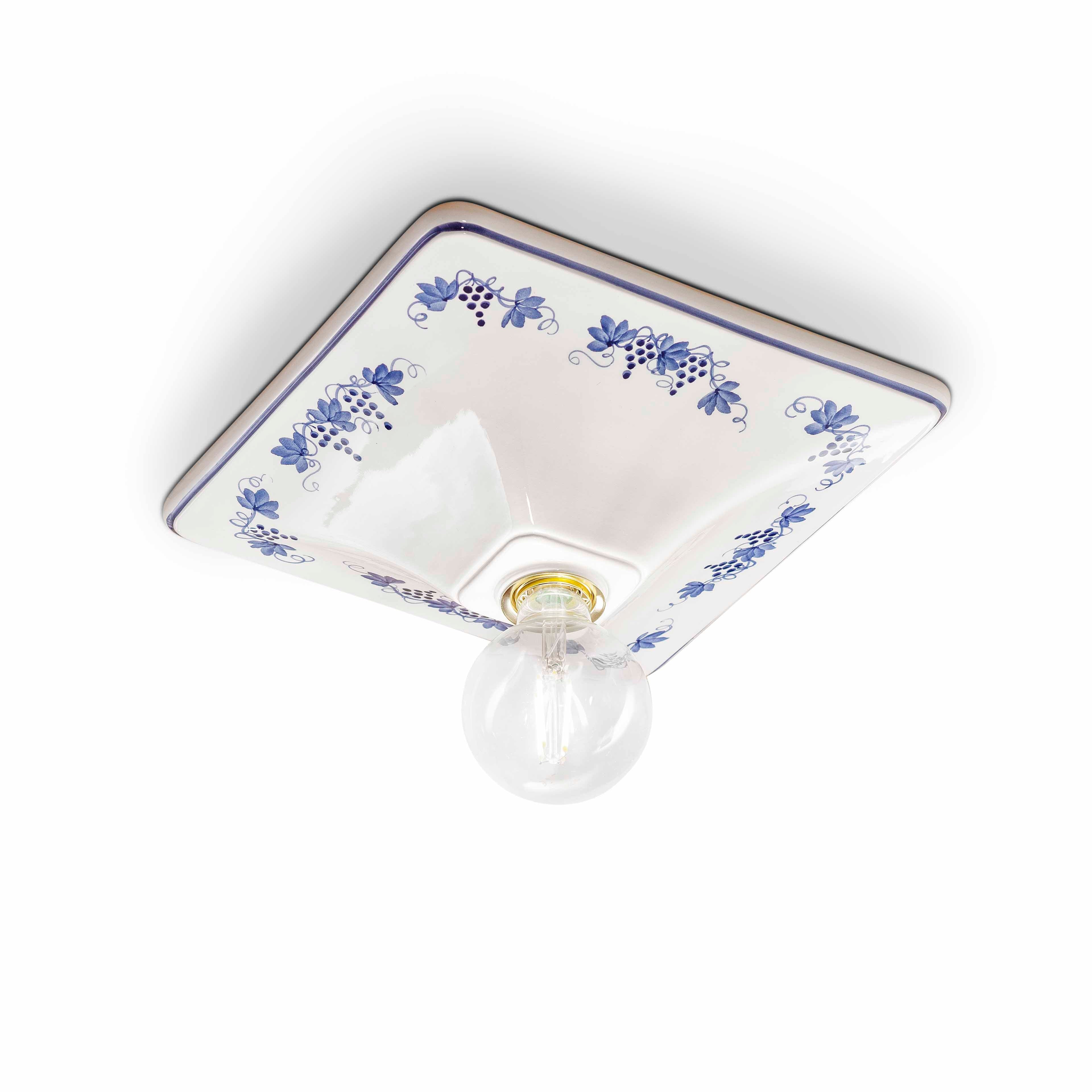 Plafon ceramiczny TRIESTE biały z niebieskim wzorem