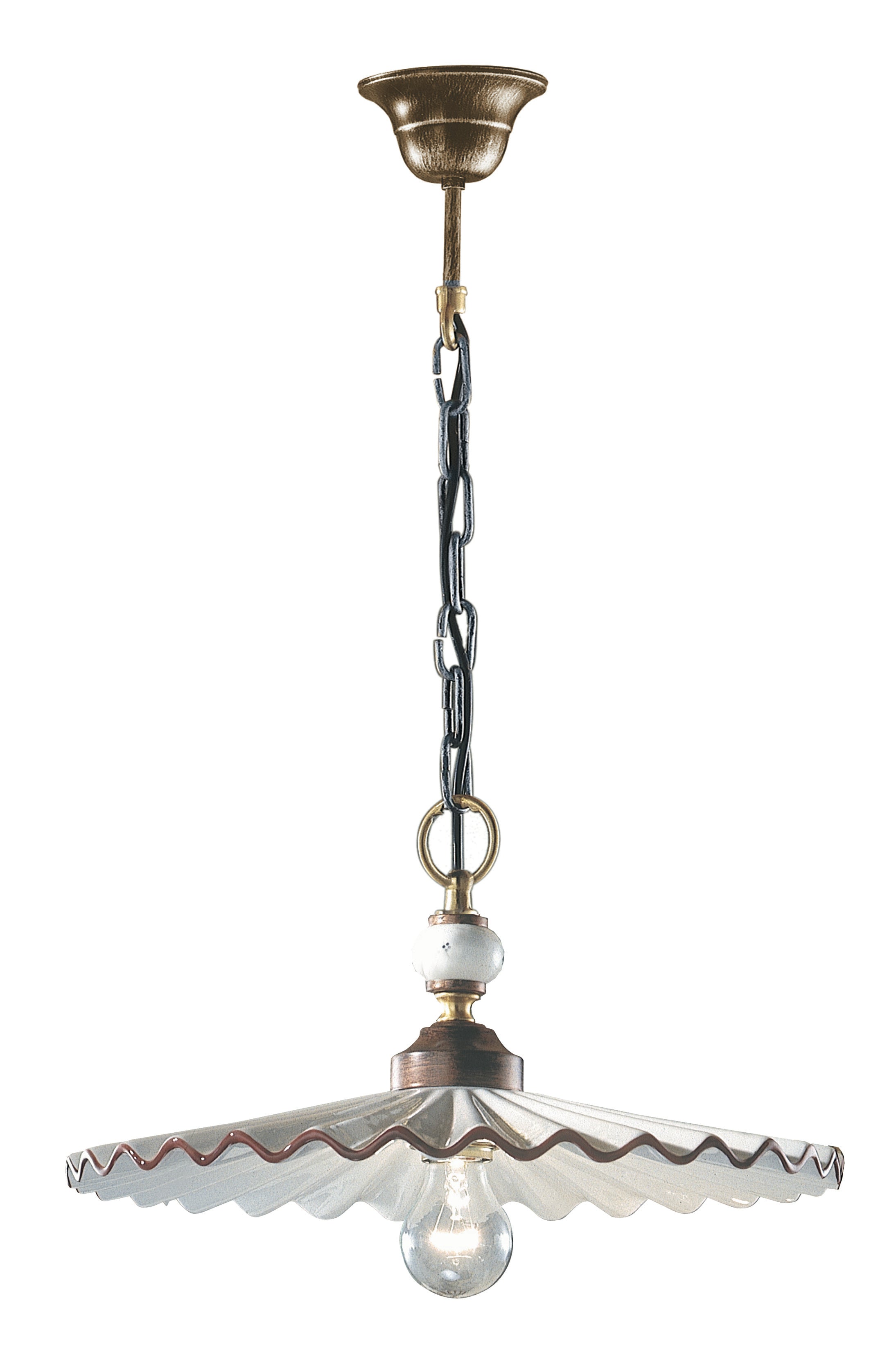 Lampa wisząca ceramiczna L’AQUILA biały z mokka i antycznym miedzianym