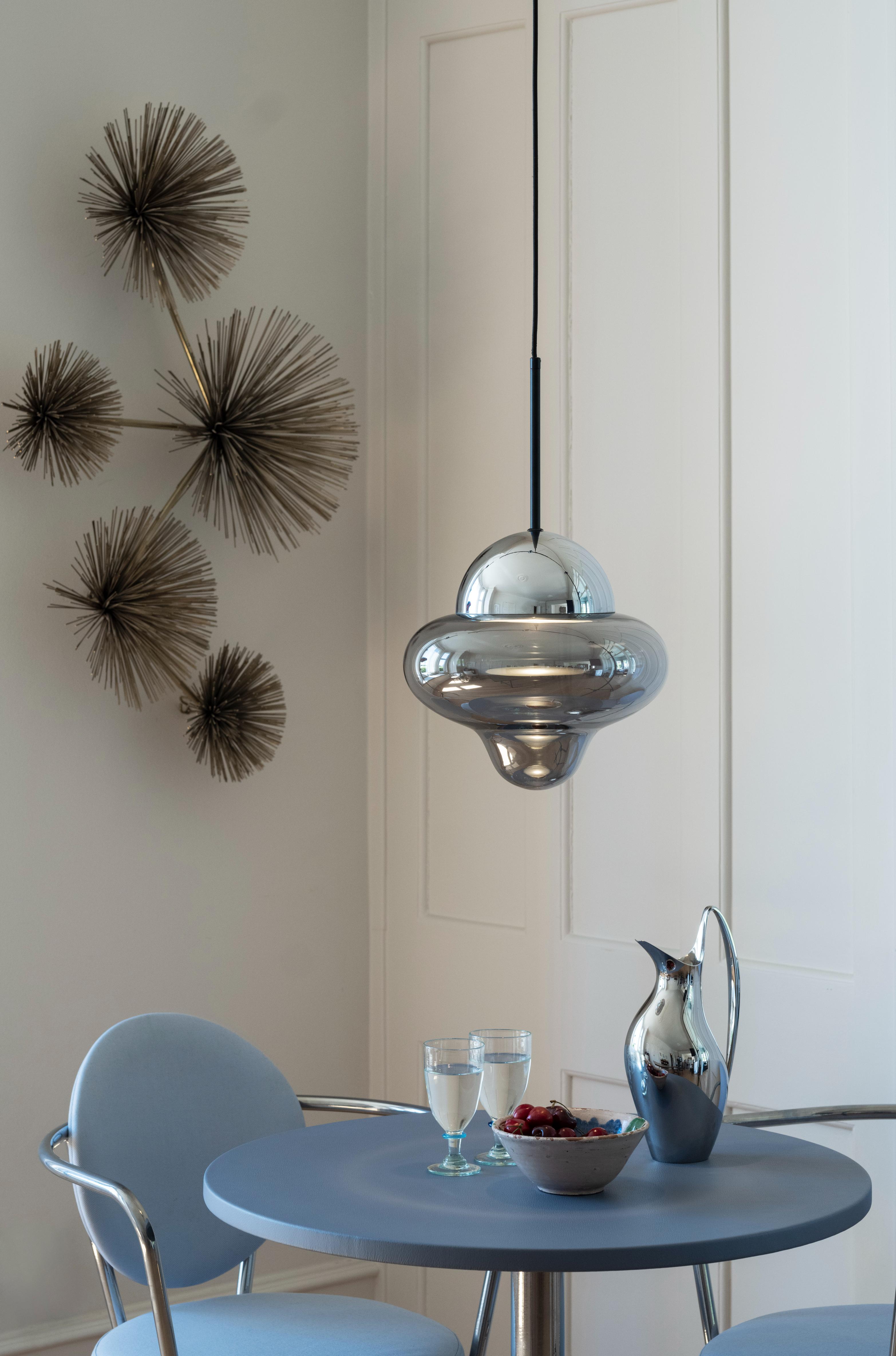 Lampa wisząca NUTTY szkło dymione ze srebrnym wykończeniem