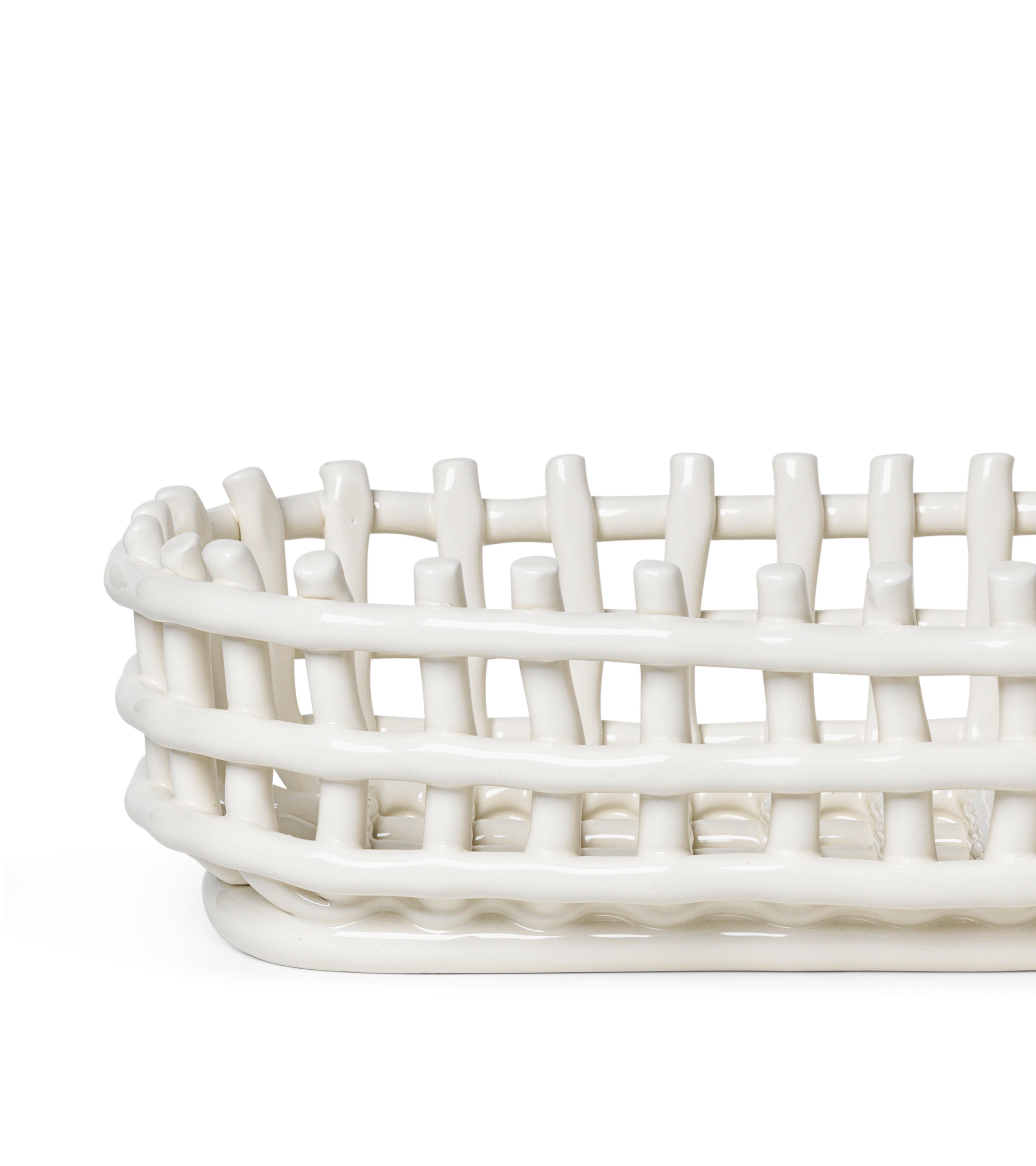 Koszyk CERAMIC BASKET OVAL biały