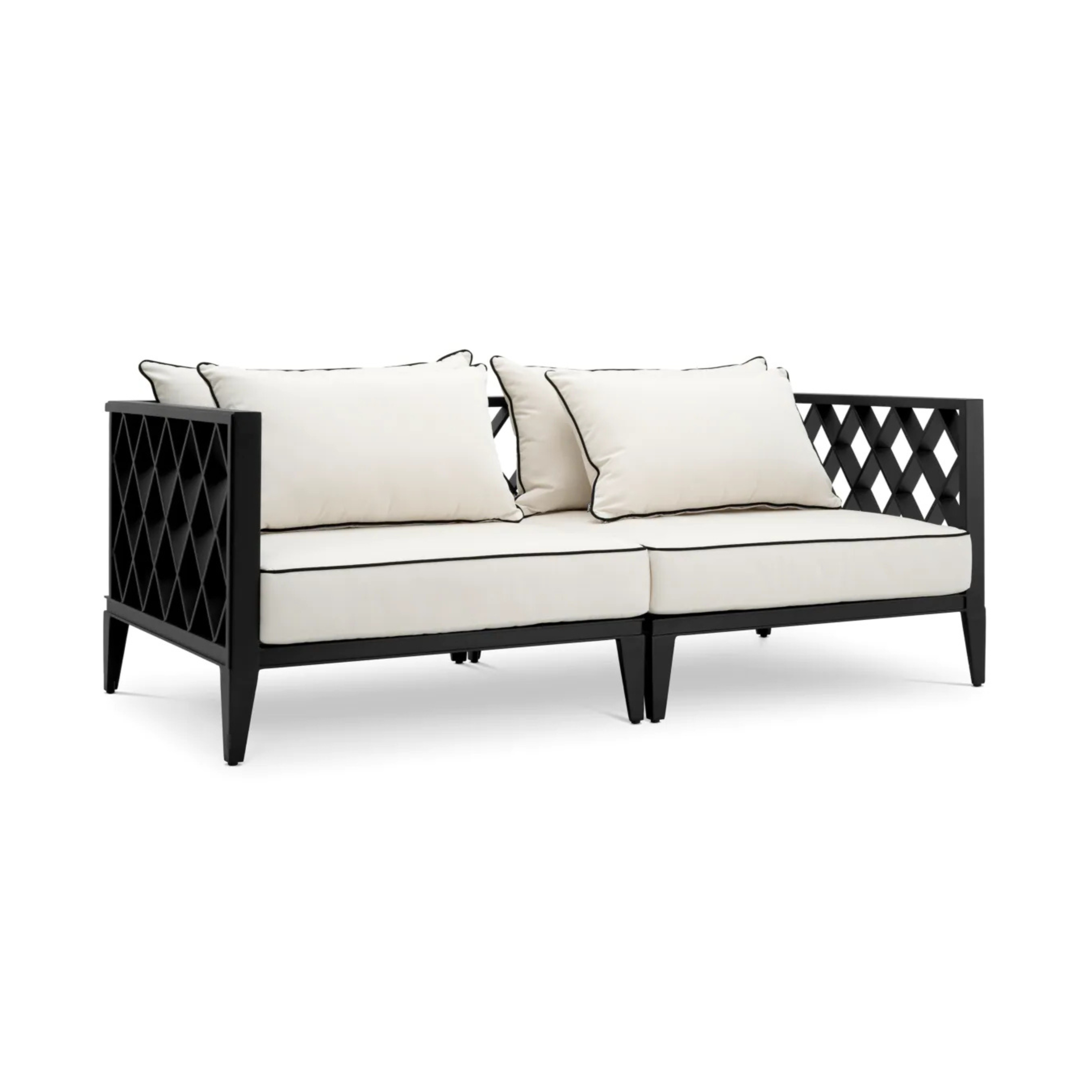 2-seater outdoor sofa OCEAN CLUB black with cream