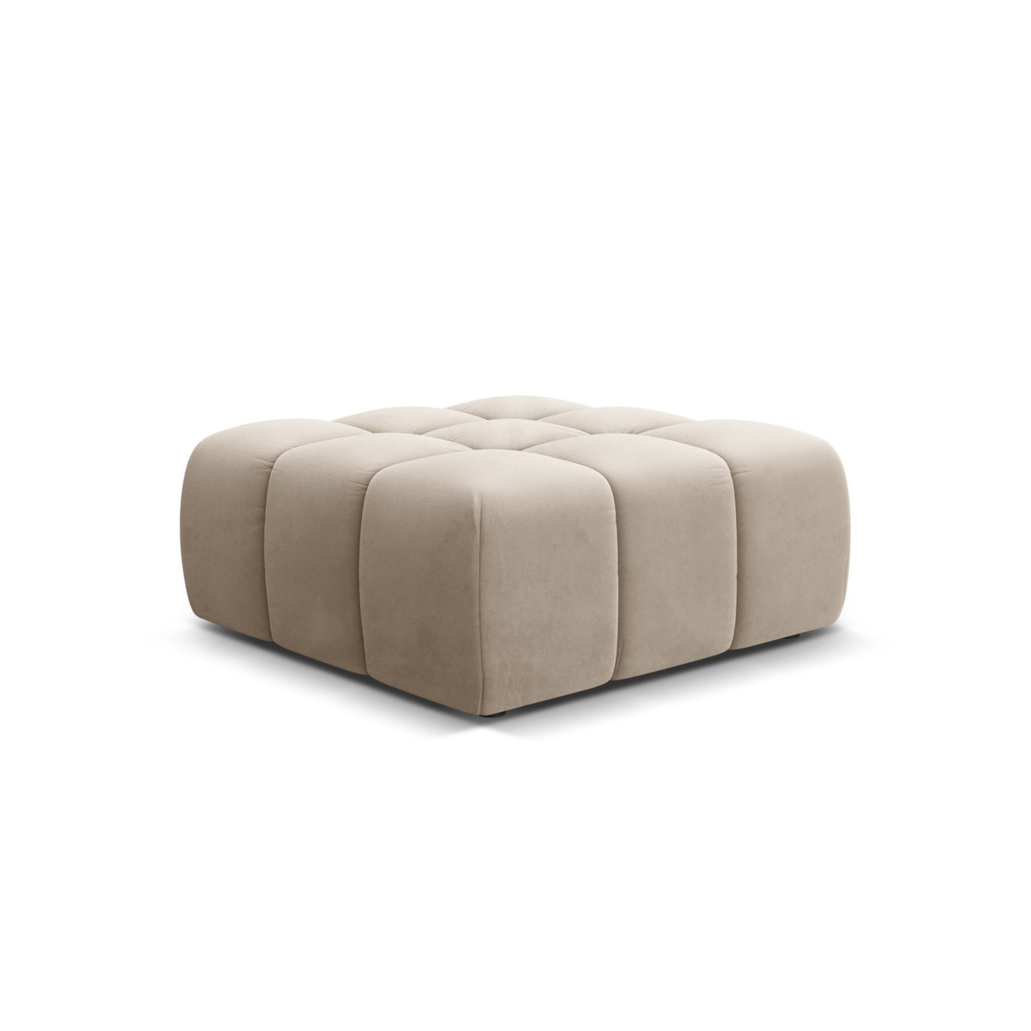 Light Beige Velvet Pouf AGAVE