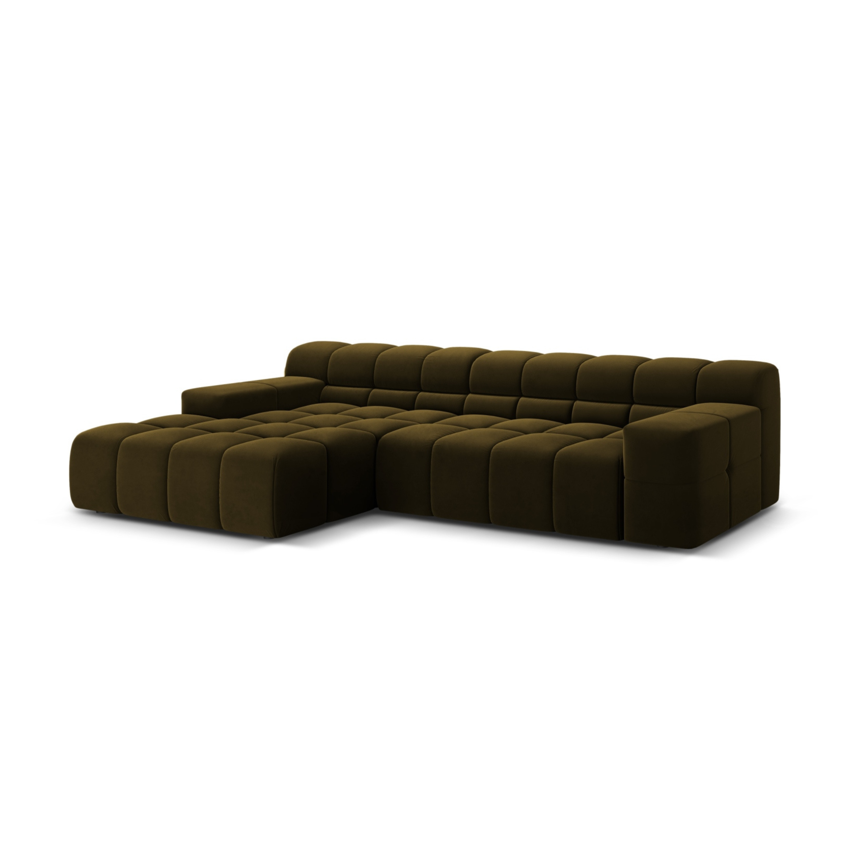Samt-Ecksofa 3-sitzig links AGAVE grün