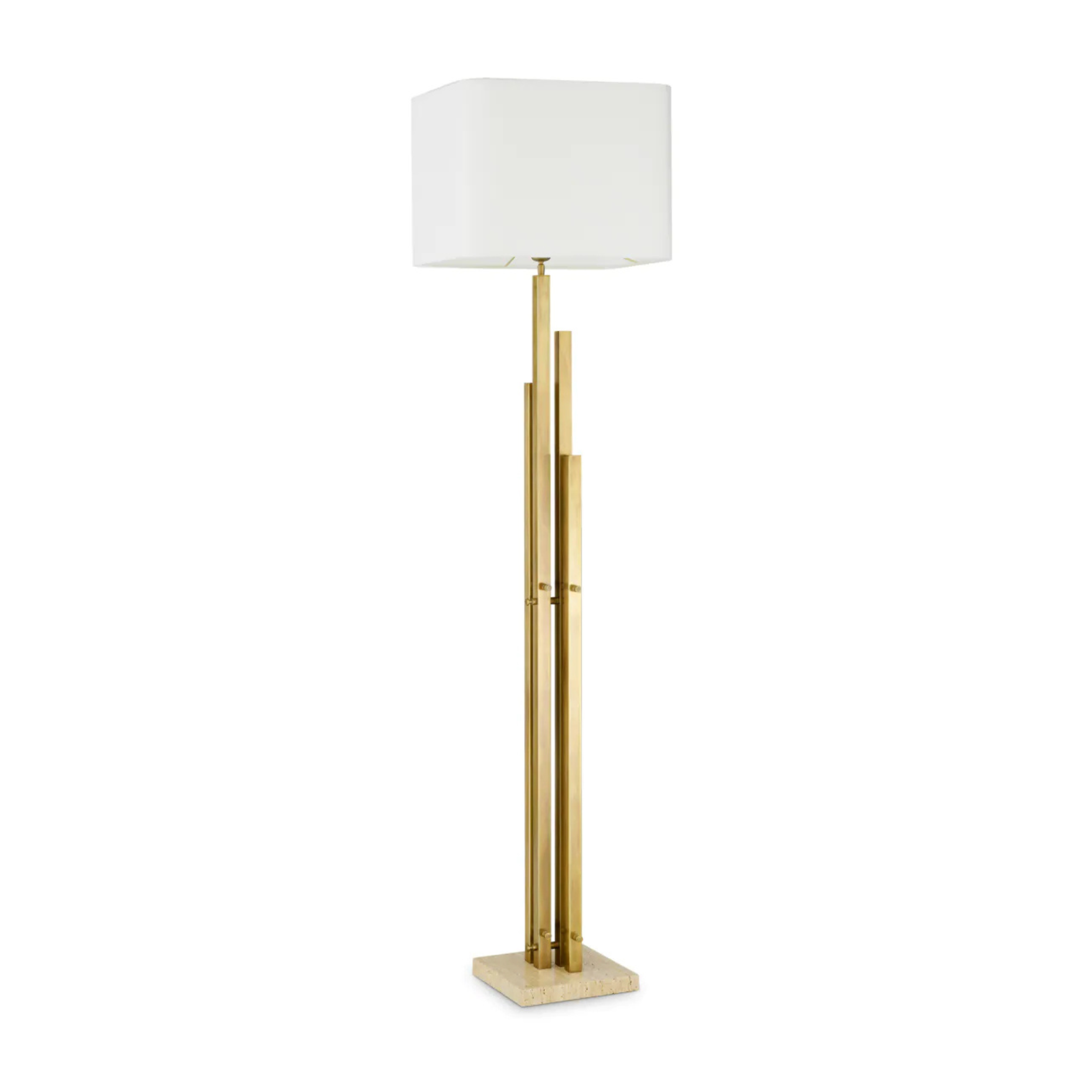 Stehlampe DESTINO gold mit travertinbasem