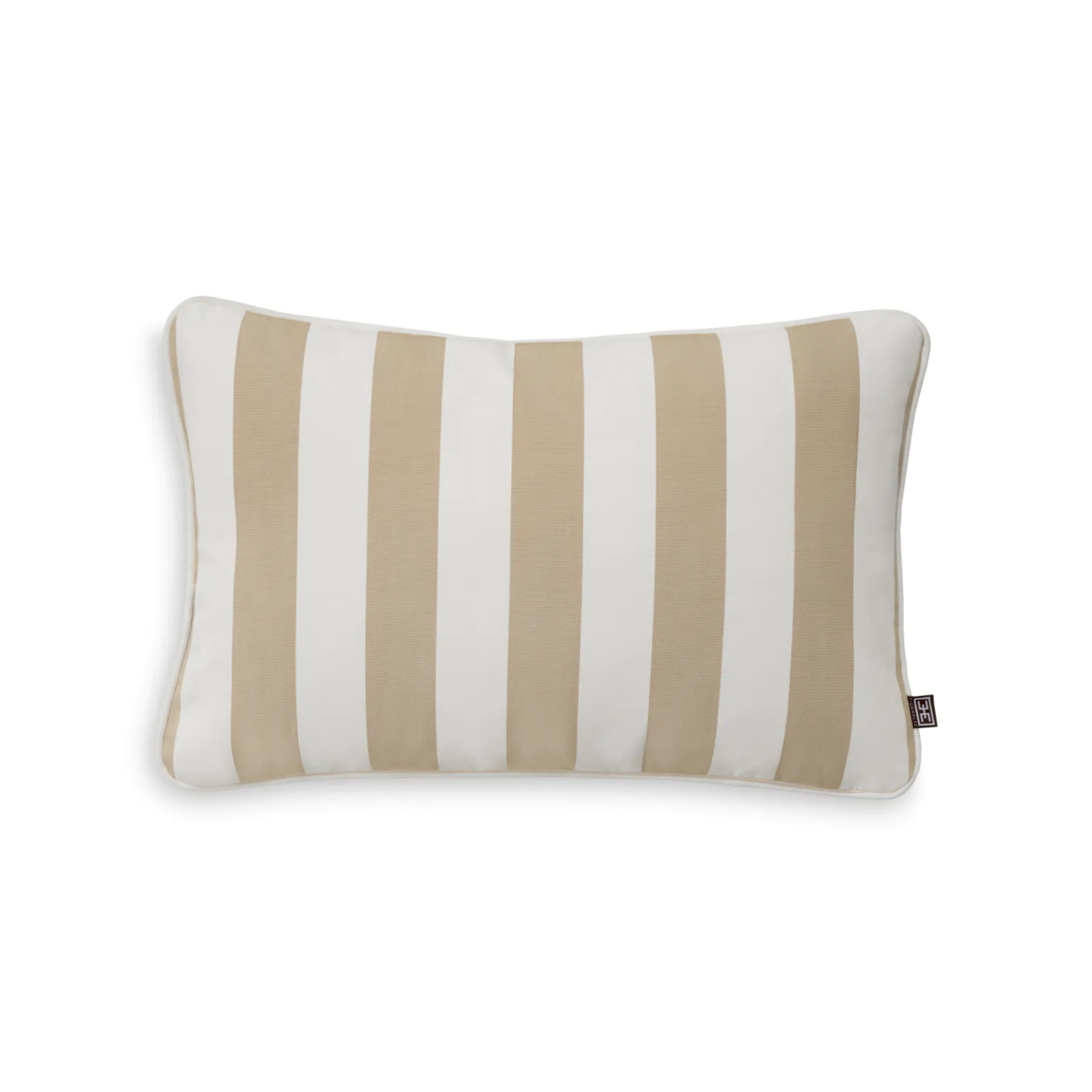 Rectangular garden cushion FLORENT beige with white