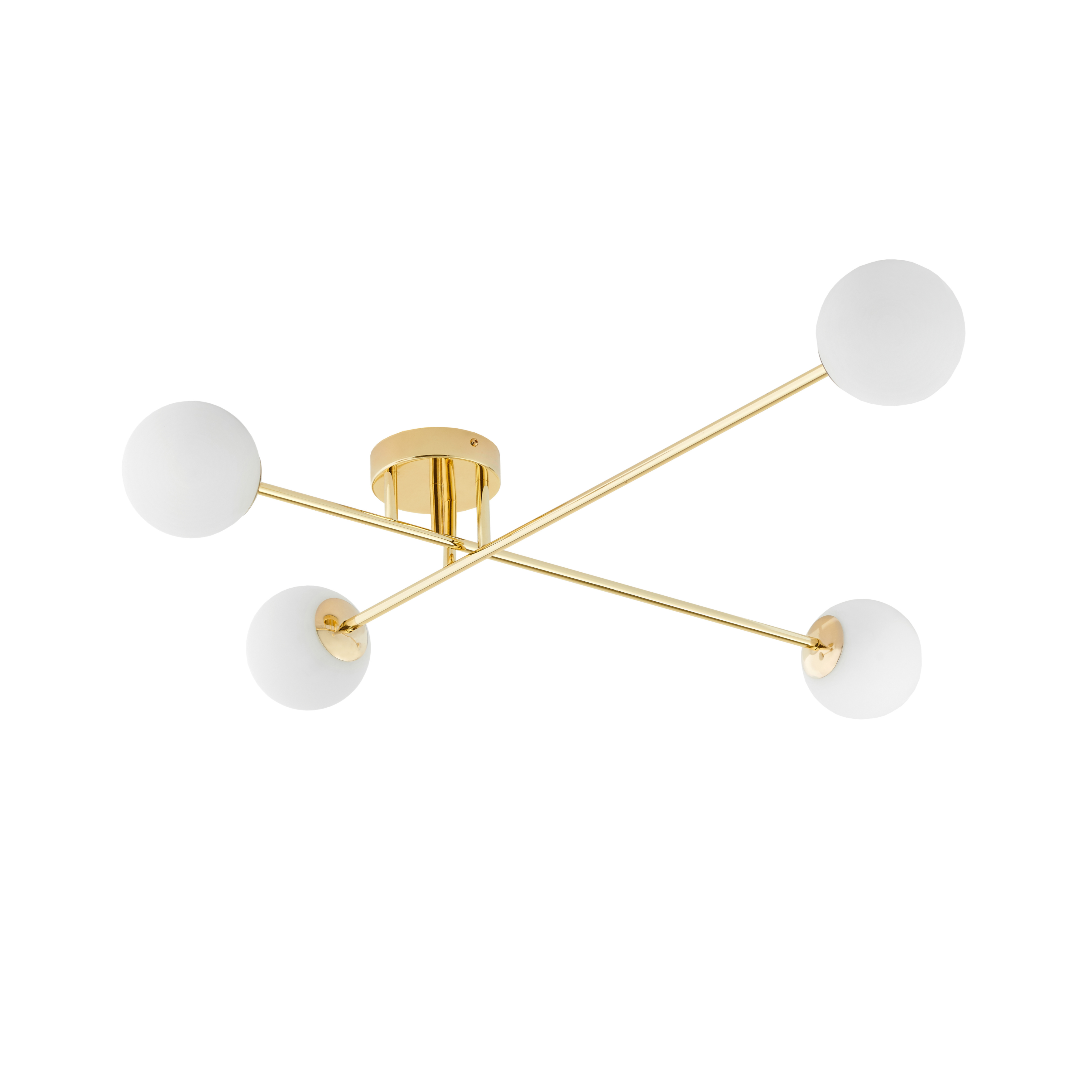 Deckenlampe ASTRA 4 gold mit weißem Schirm