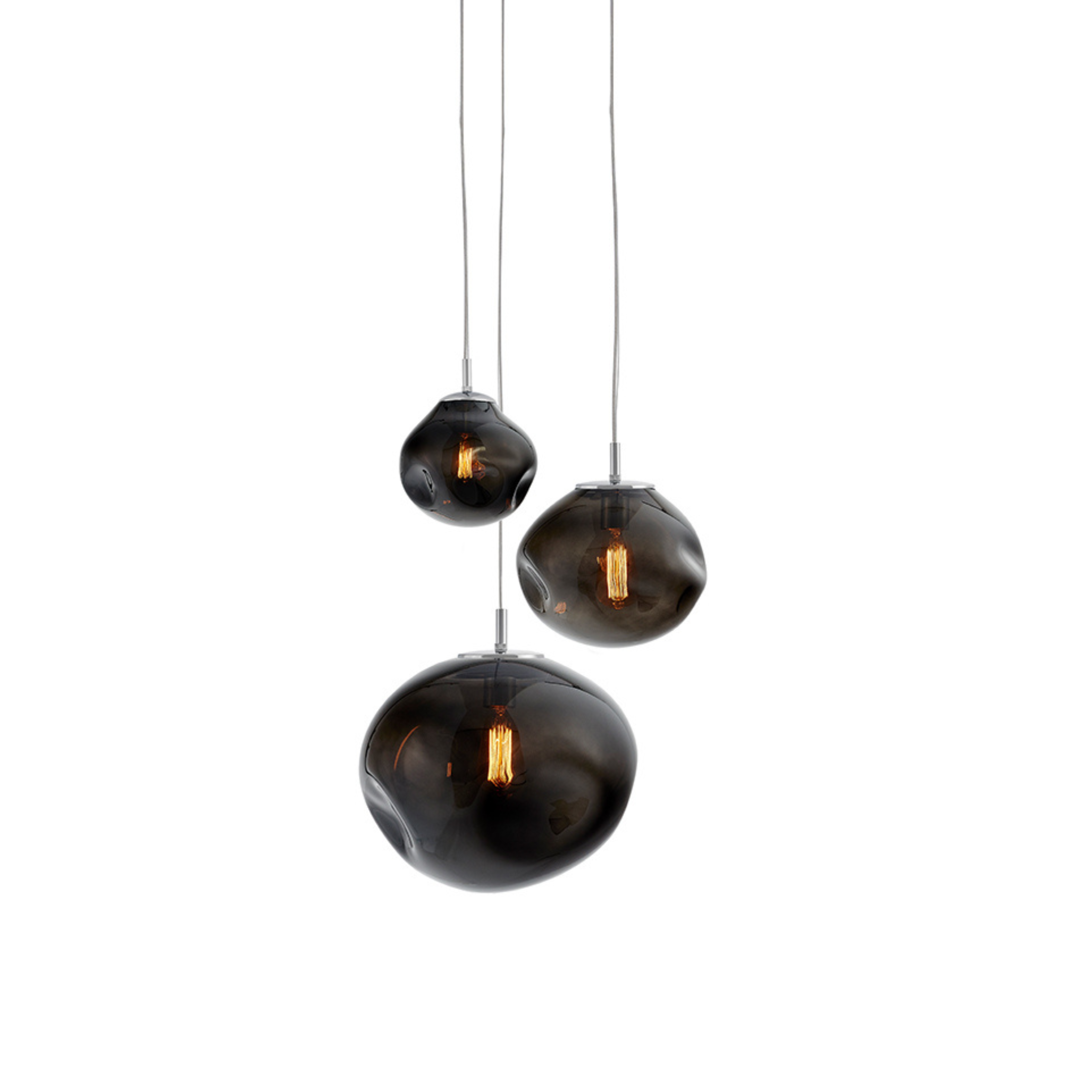 Lampa wisząca trzypunktowa AVIA 3 dymiony czarny ze srebrnym wykończeniem