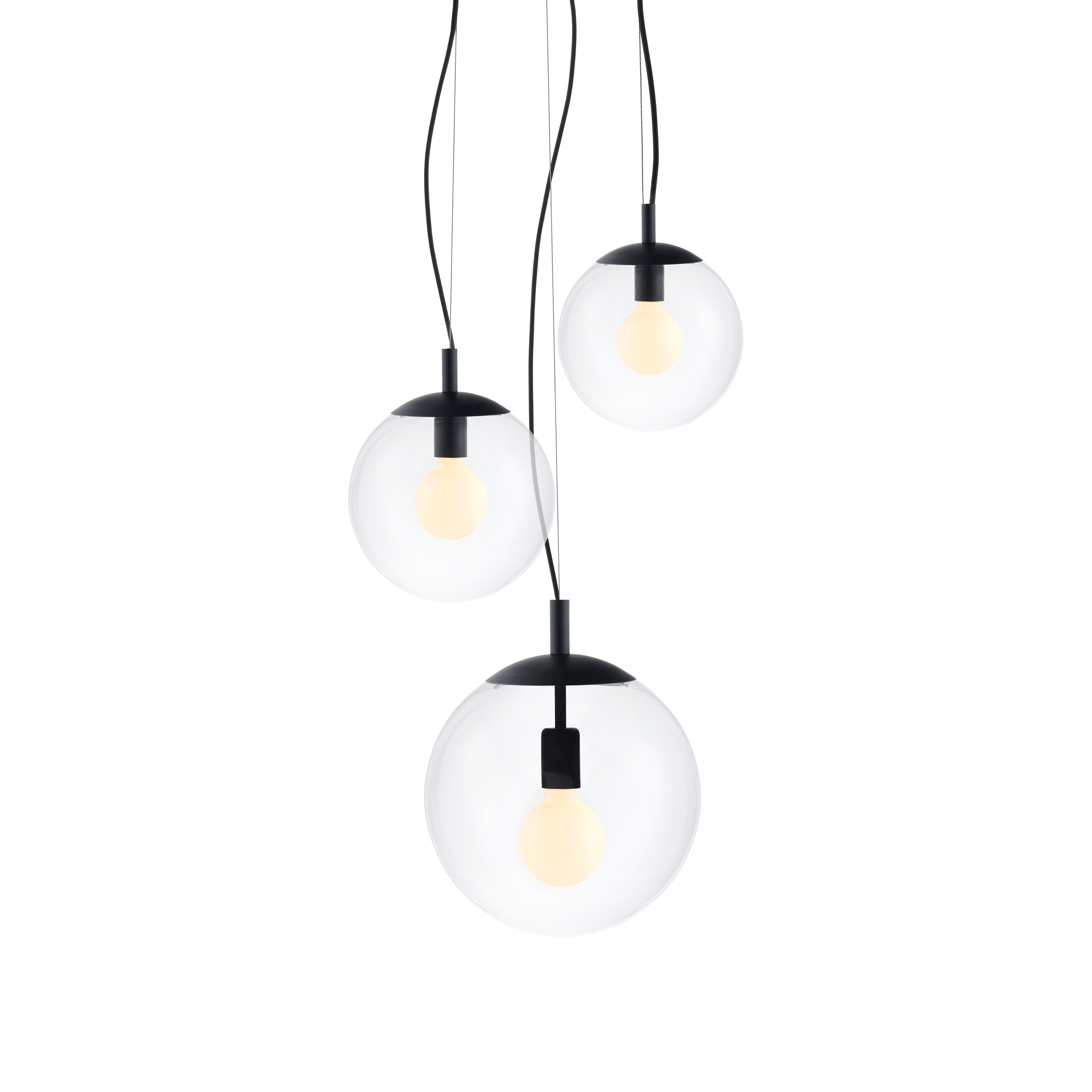 Deckenlampe ALUR 2 transparentes Glas mit schwarzer Oberfläche