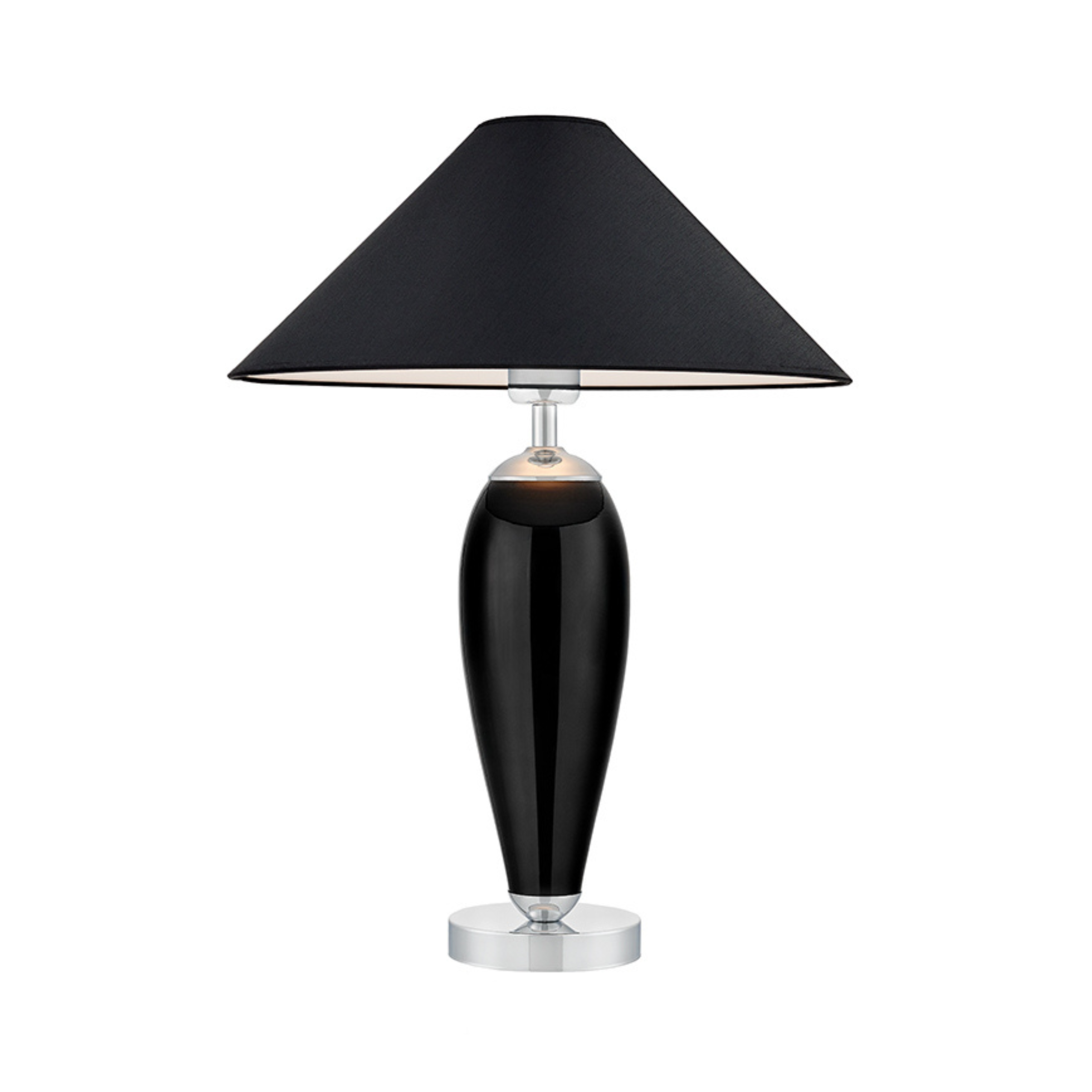 Tischlampe REA schwarz mit schwarzem Sockel und silbernem Finish
