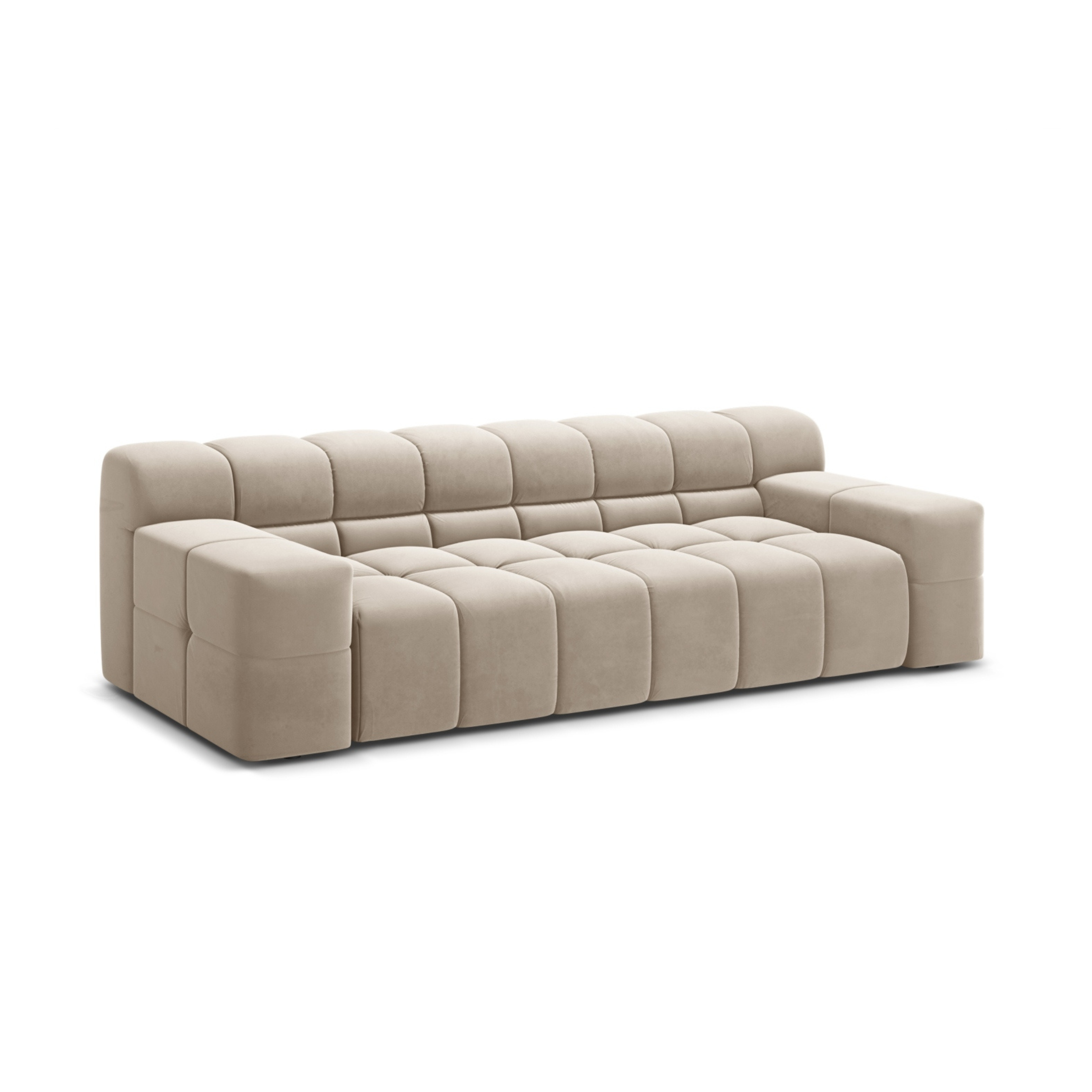 Sofa aus Samt 3-sitzig AGAVE hellbeige