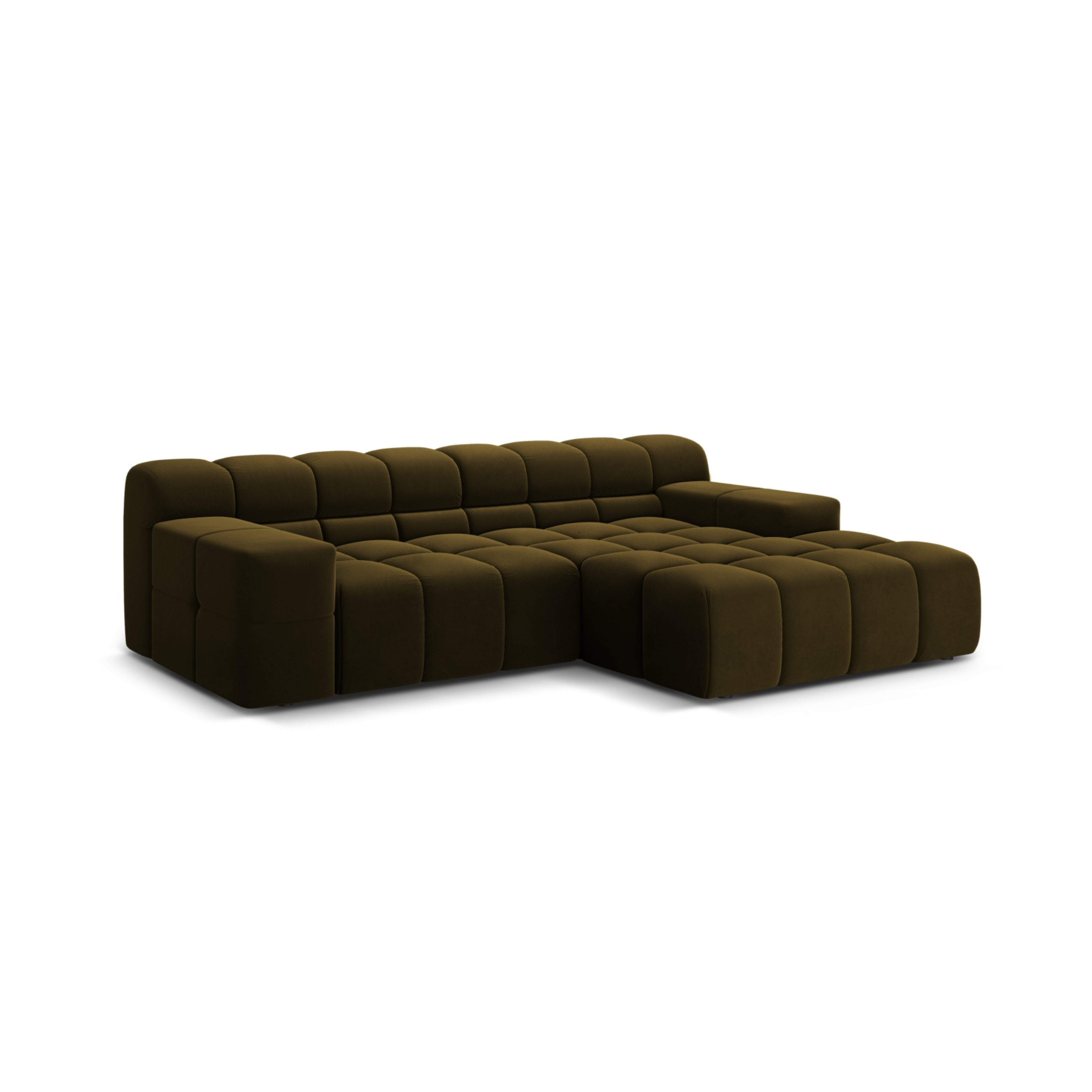 Samt-Ecksofa für 2 Personen rechts AGAVE grün
