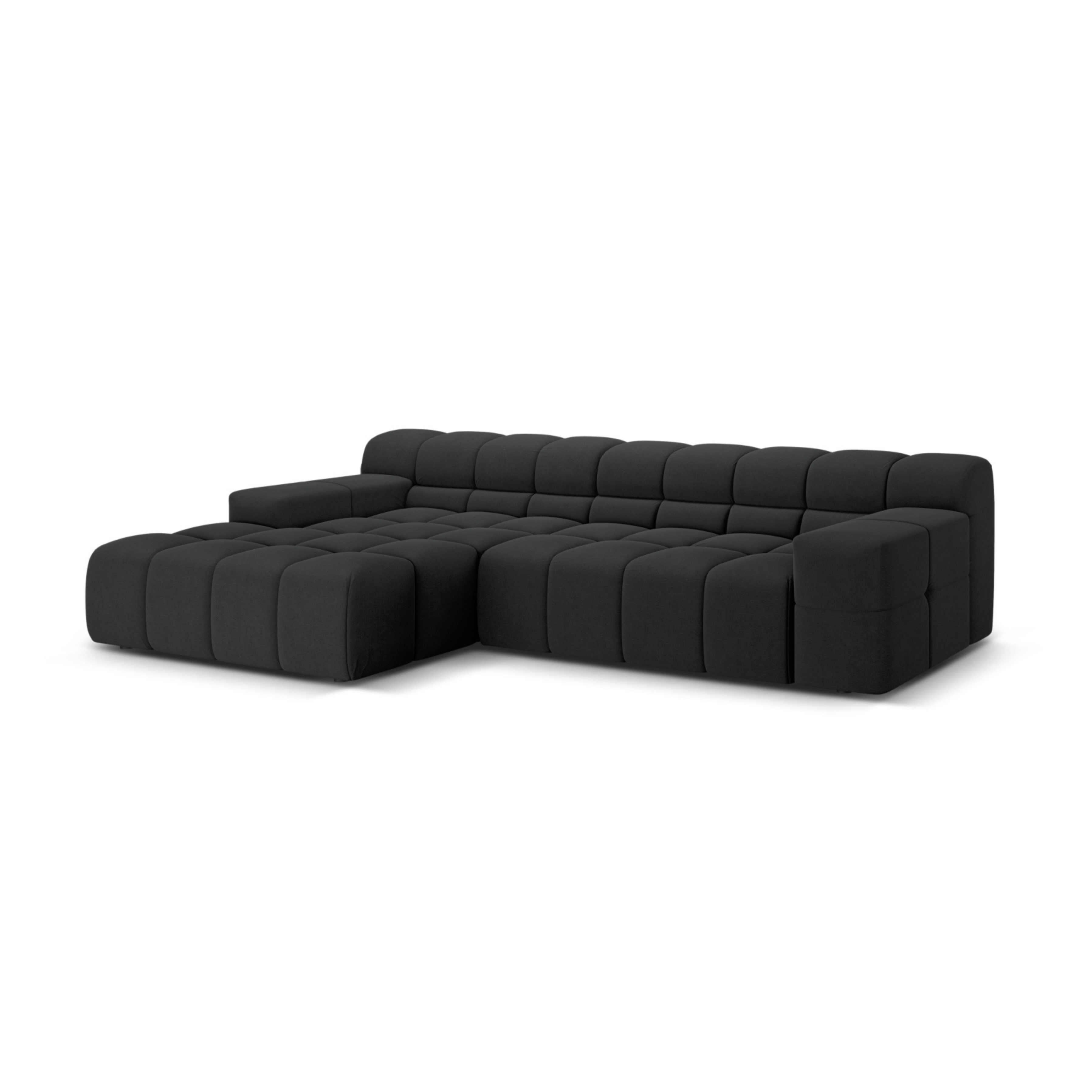 3-sitziger linksseitiger Ecksofa AGAVE in anthrazitfarbenem Chenille